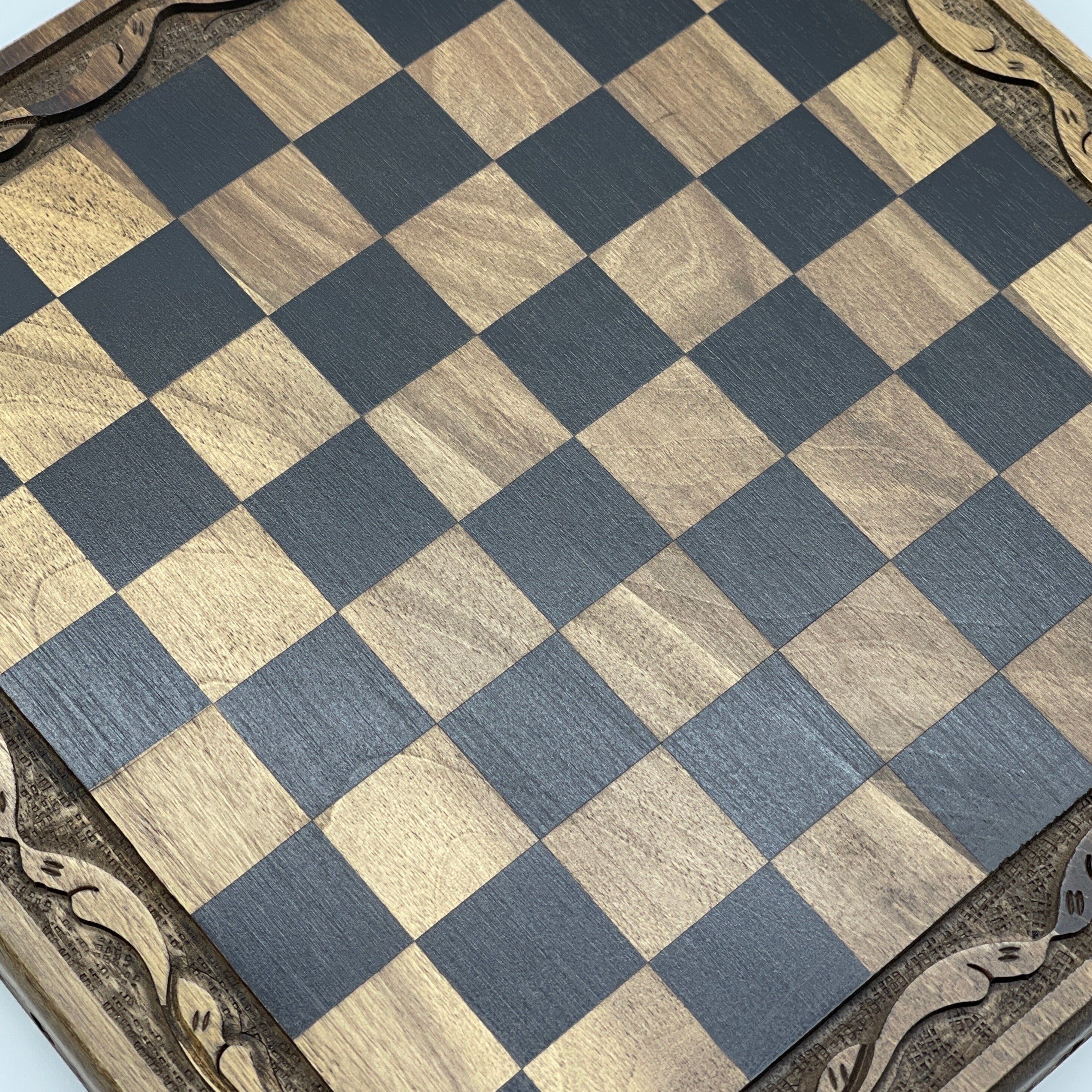 Wooden Stone Wooden Chess Set With Wooden Luxury Chess Board With Legs