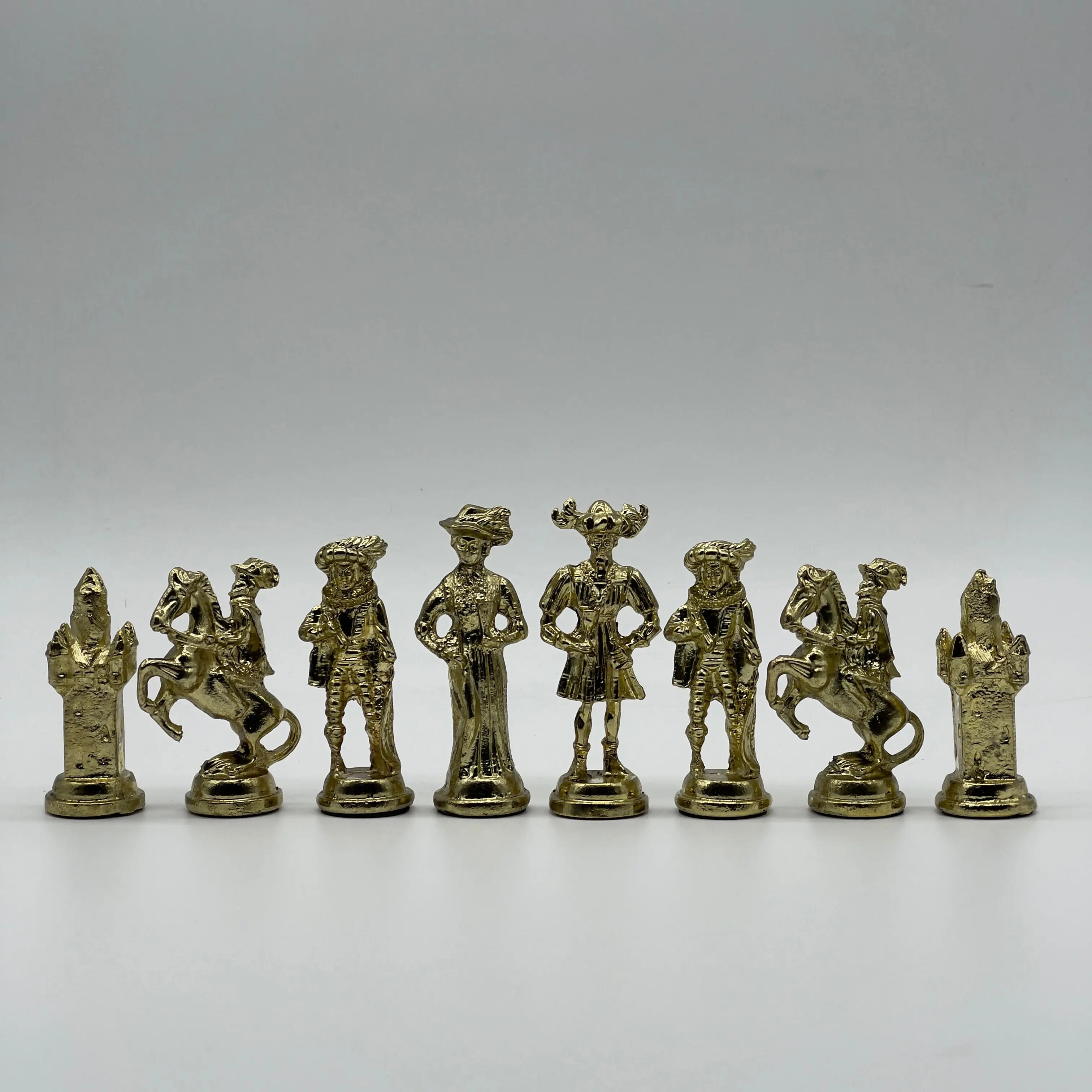Handmade Metal Large Chess Pieces, Gold Silver Spanish Large Metal Chess Pieces