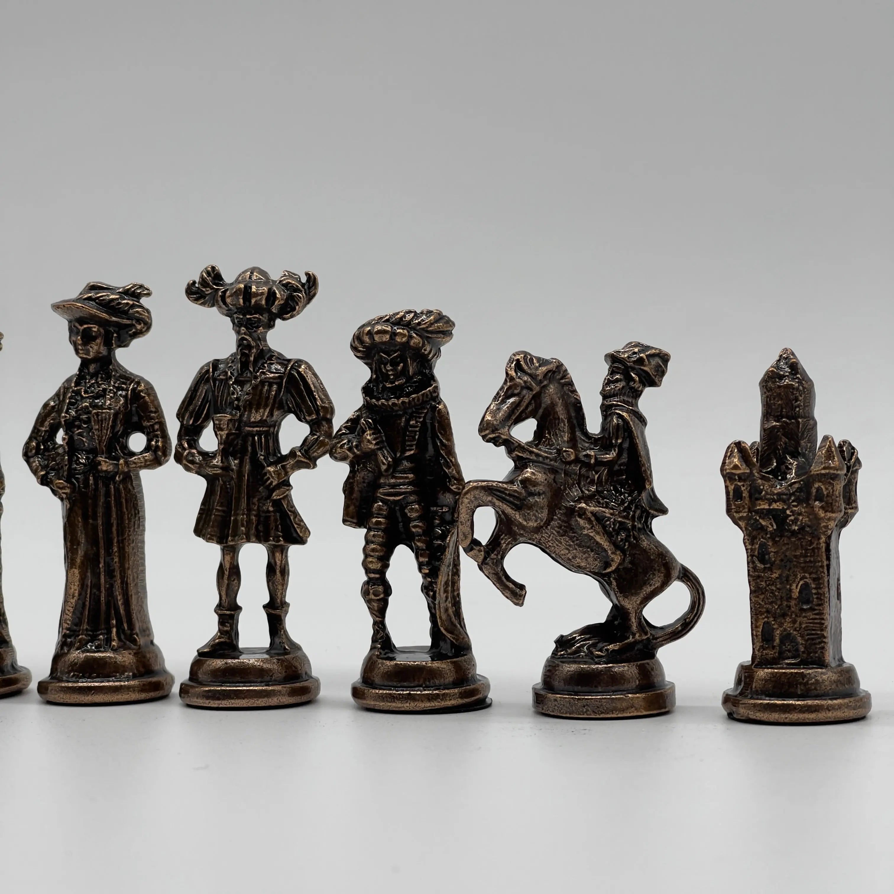 Handmade Metal Large Chess Pieces, Copper Silver Large Metal Chess Pieces