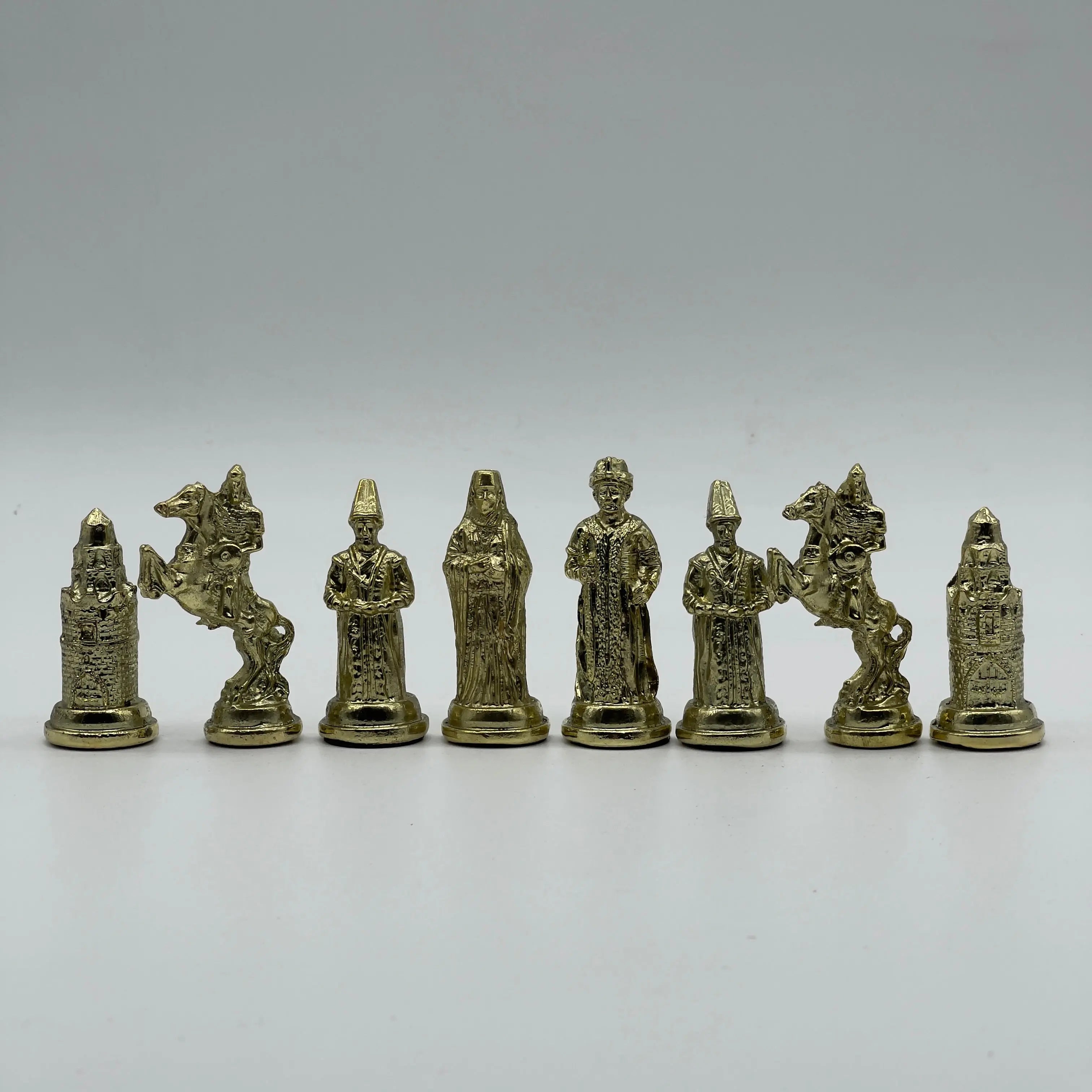 Handmade Ottoman vs British Metal Chess Pieces, Metal Chess Pieces Set