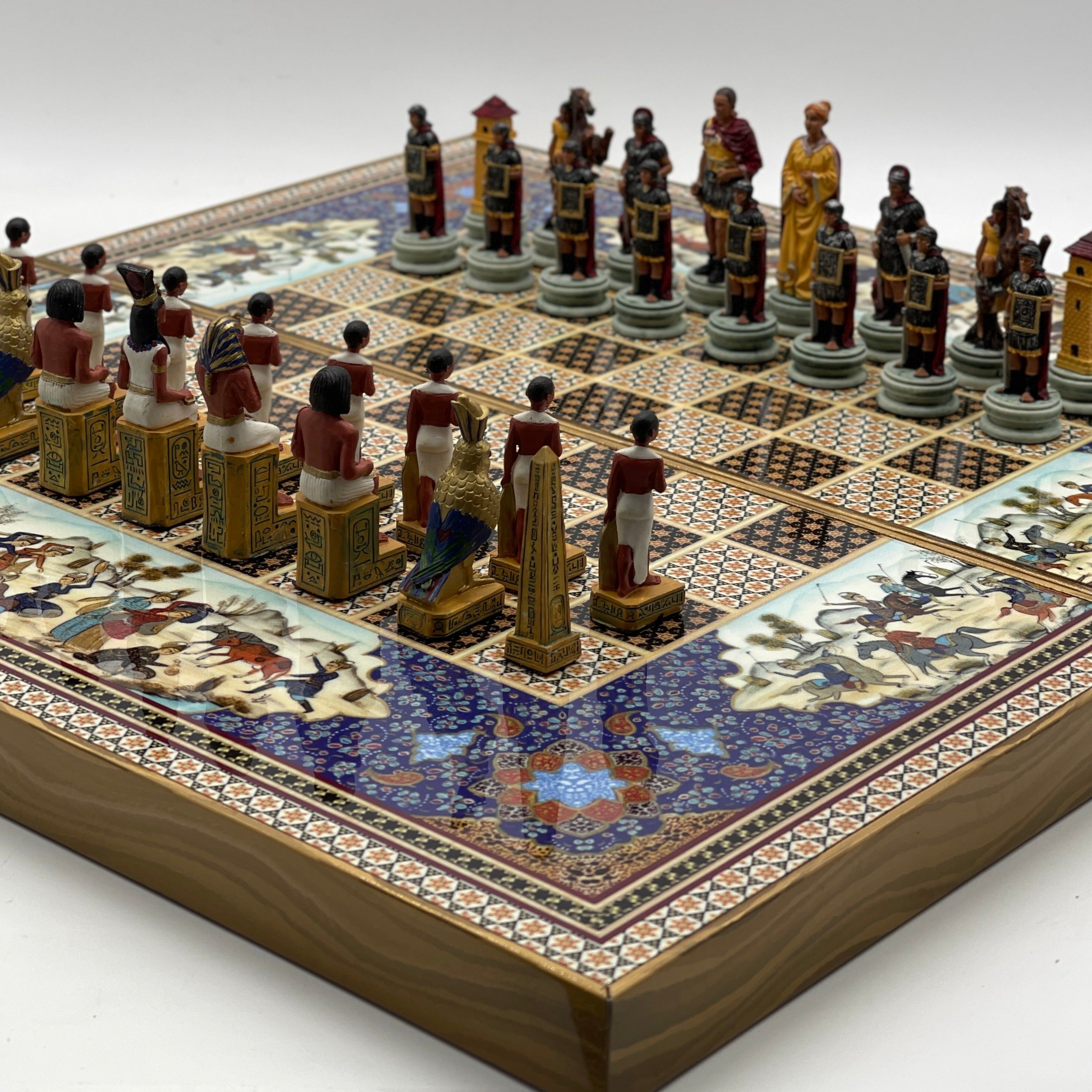 Persian Khatam Turkish Backgammon Set With Polyester Egyptian Chess Pieces