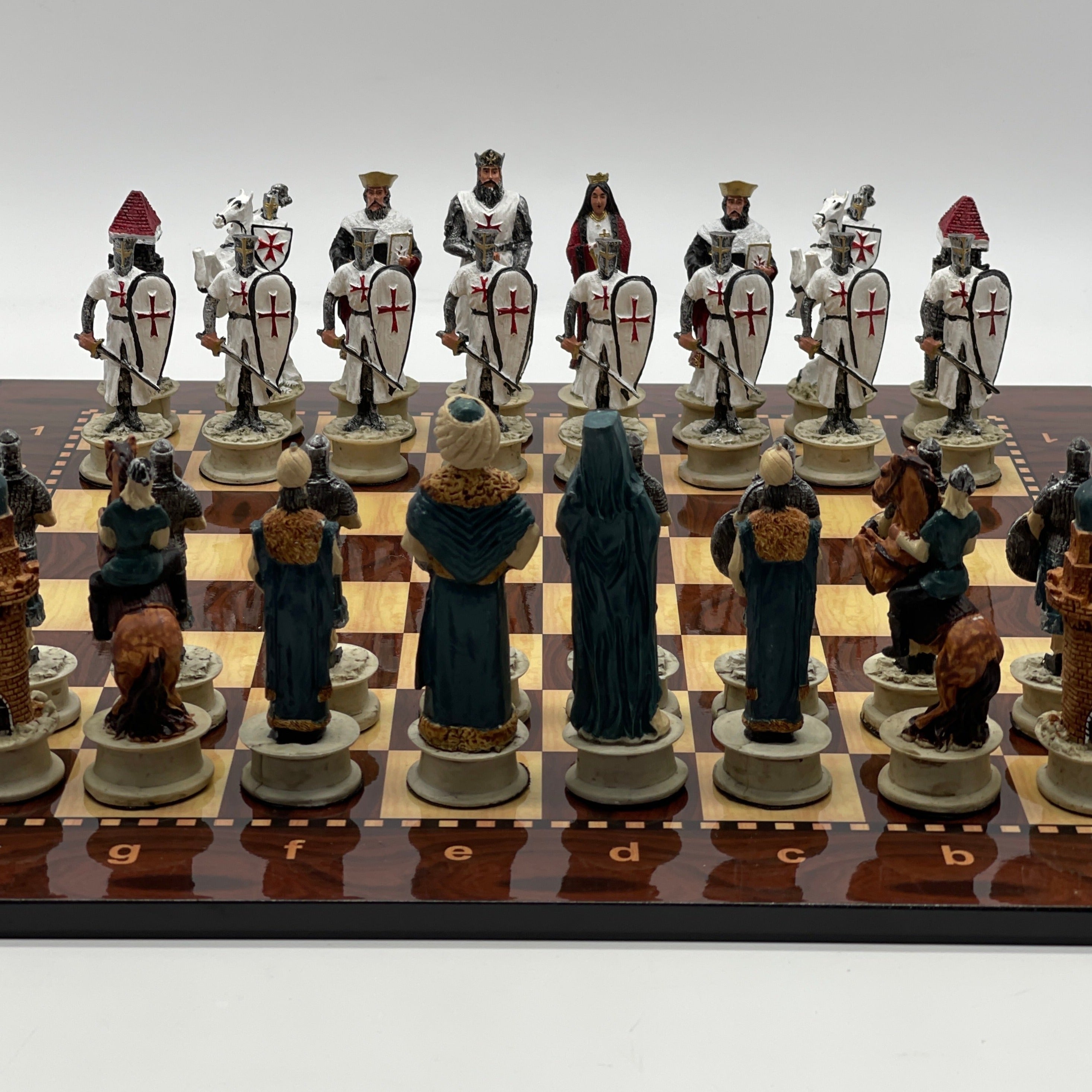 Large Walnut Marble Pattern Chess Board With Ottomans Polyester Chess Pieces