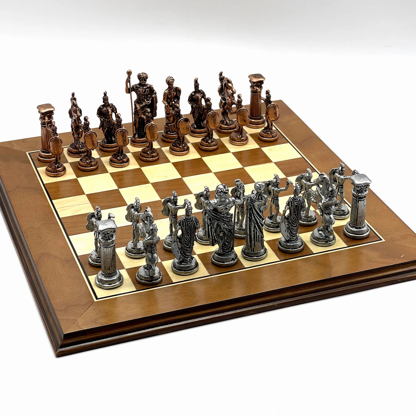 American Walnut Solid Wooden Chess Set With Metal Chess Pieces Set