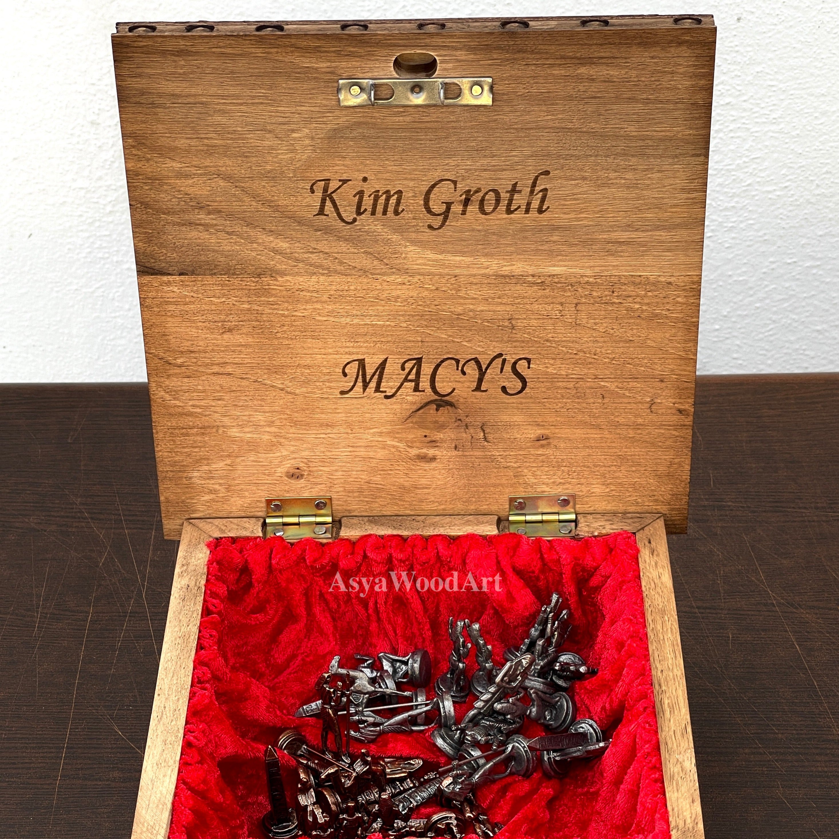 Personalized Boxed Puzzle Chess Set With Hidden Compartment With Chess Board