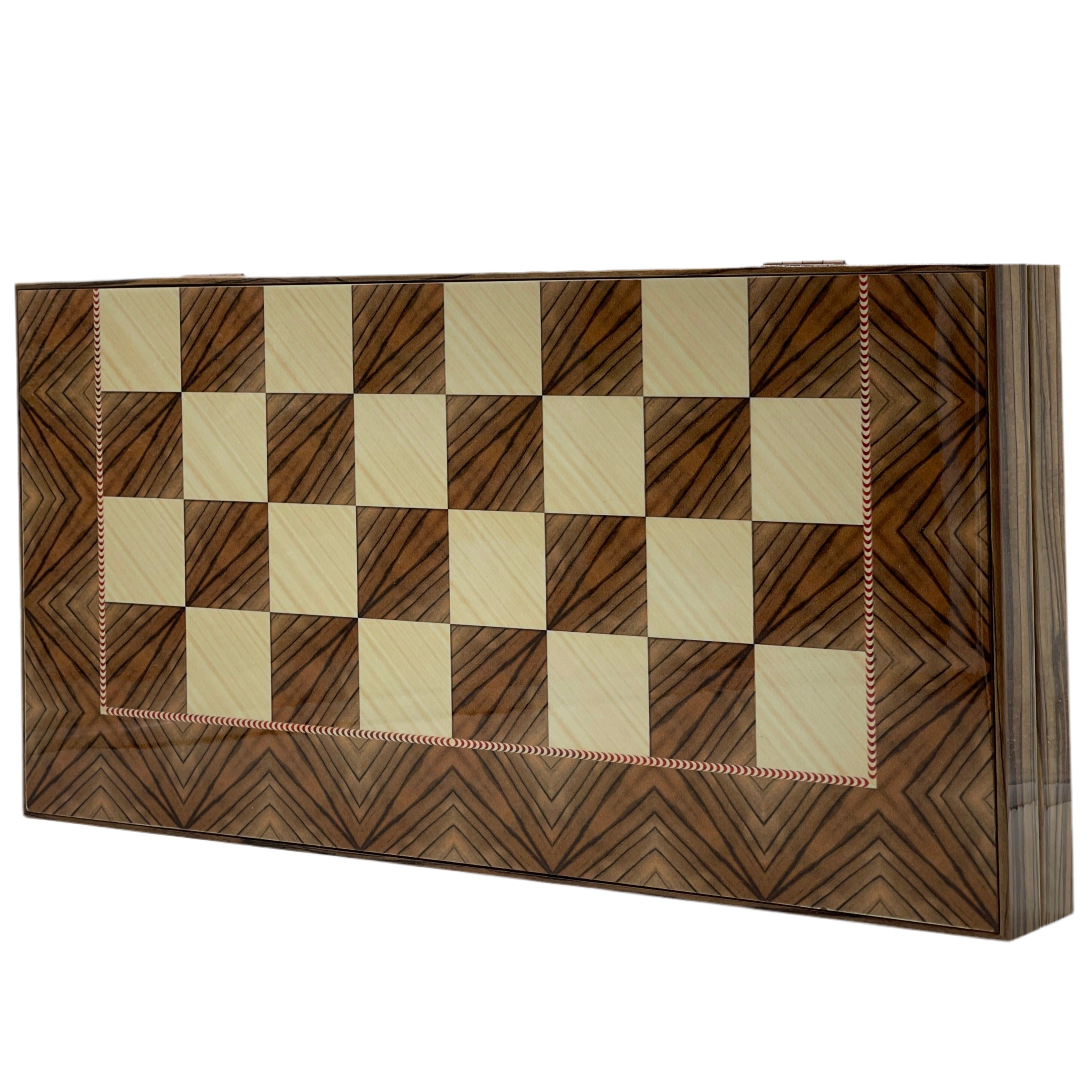 Handmade Brown Backgammon Set With Wooden Chess Pieces