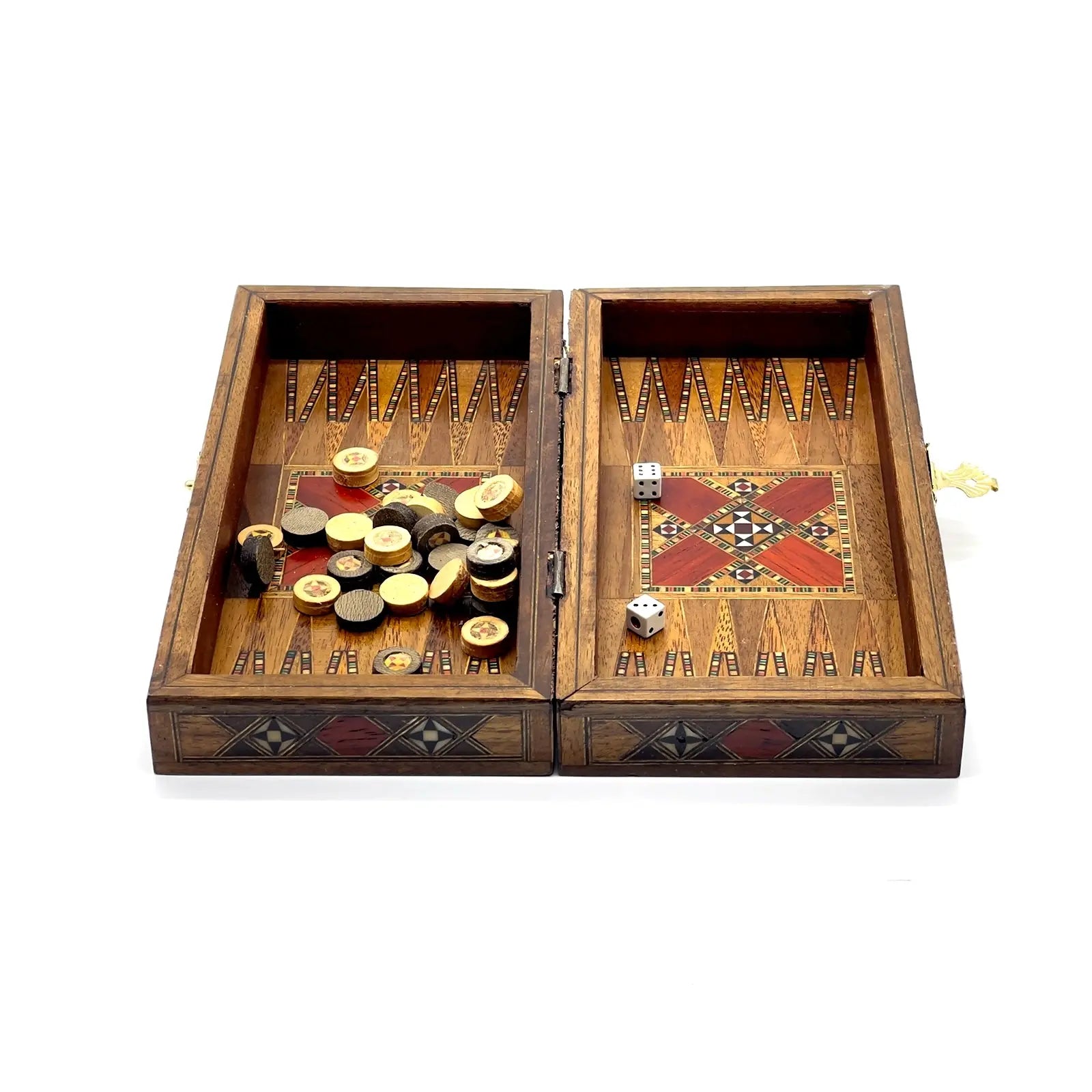 8.9" Black Small Folding Wooden Chess Set and Backgammon Set