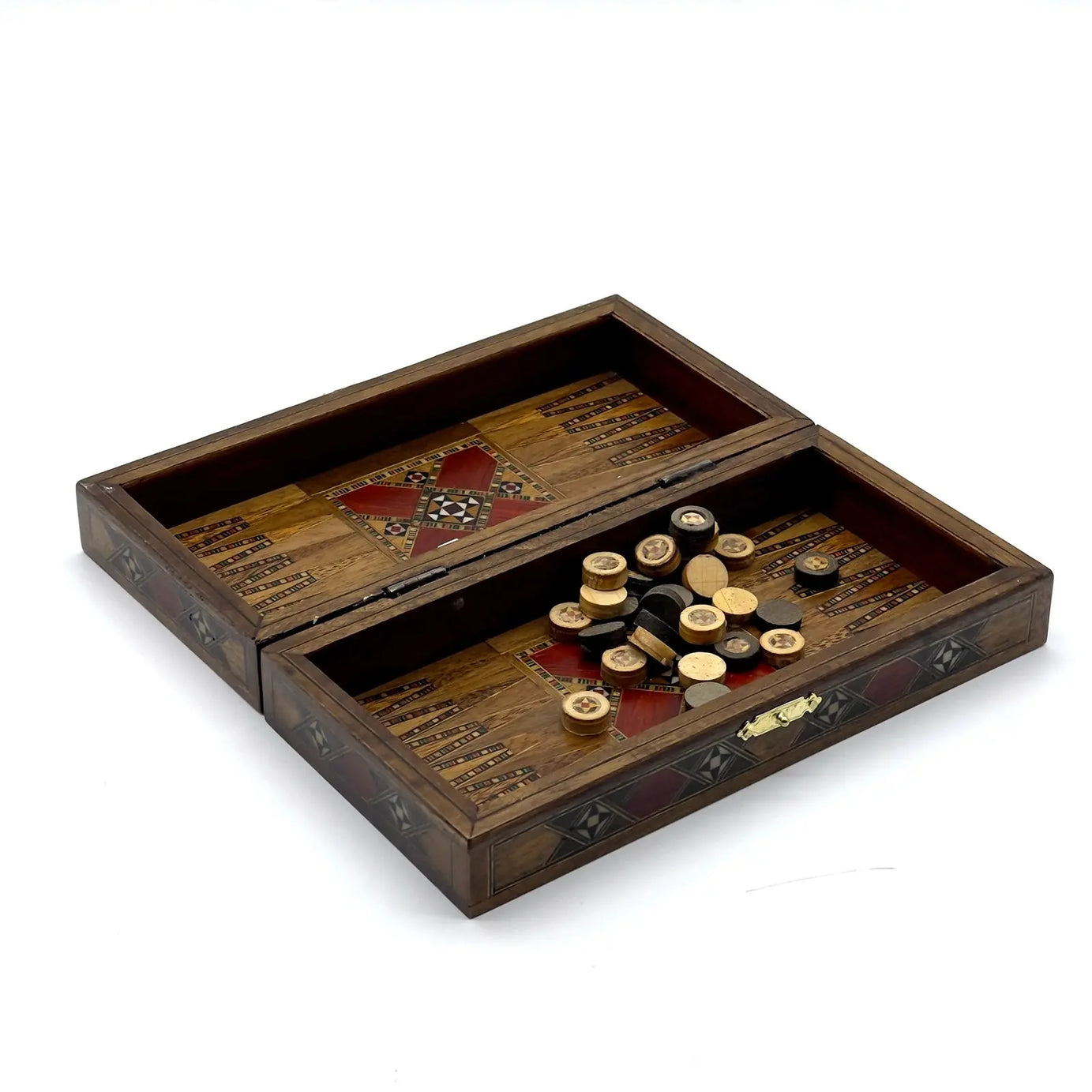 8.9" Blue Small Folding Wooden Chess Set and Backgammon Set