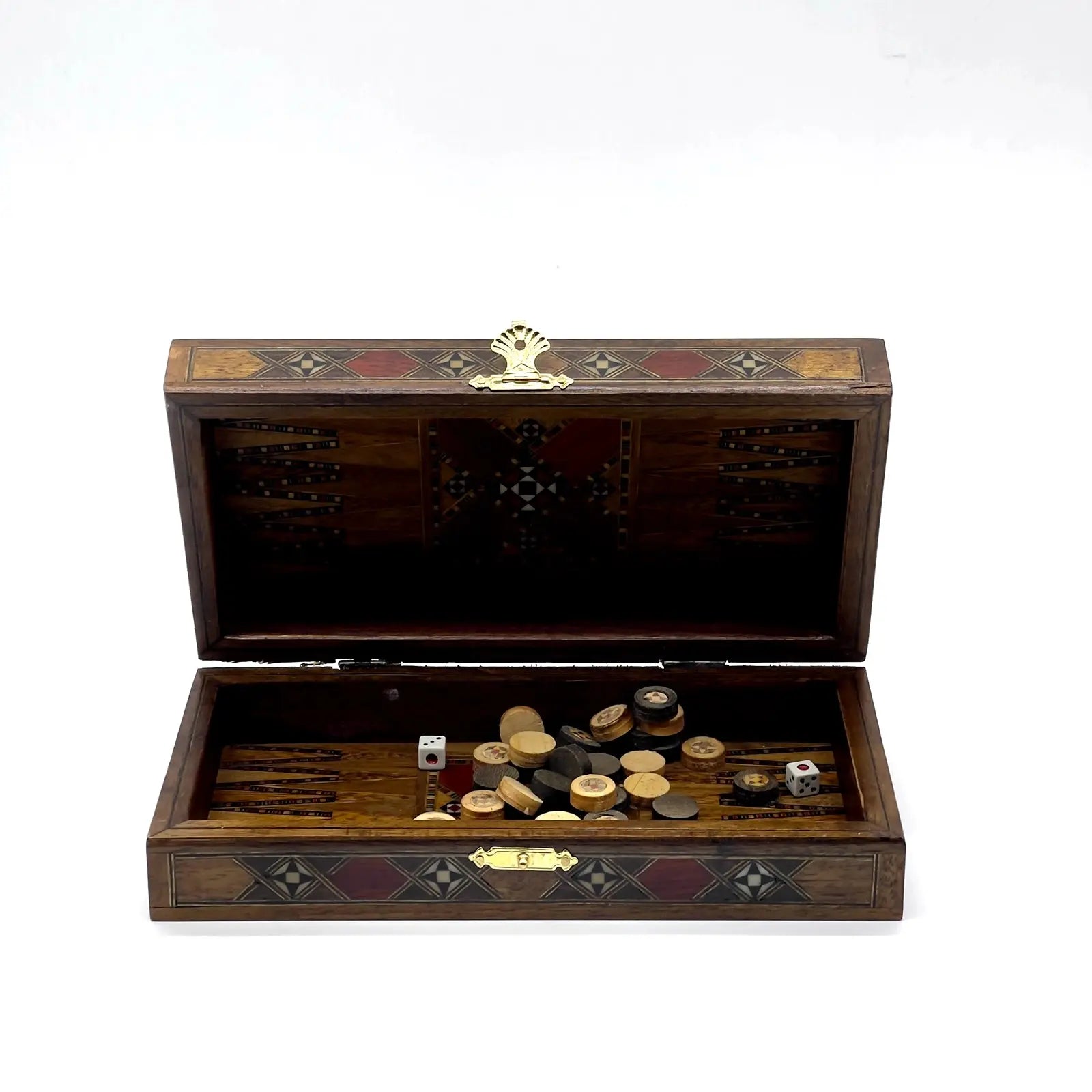 8.9" Blue Small Folding Wooden Chess Set and Backgammon Set