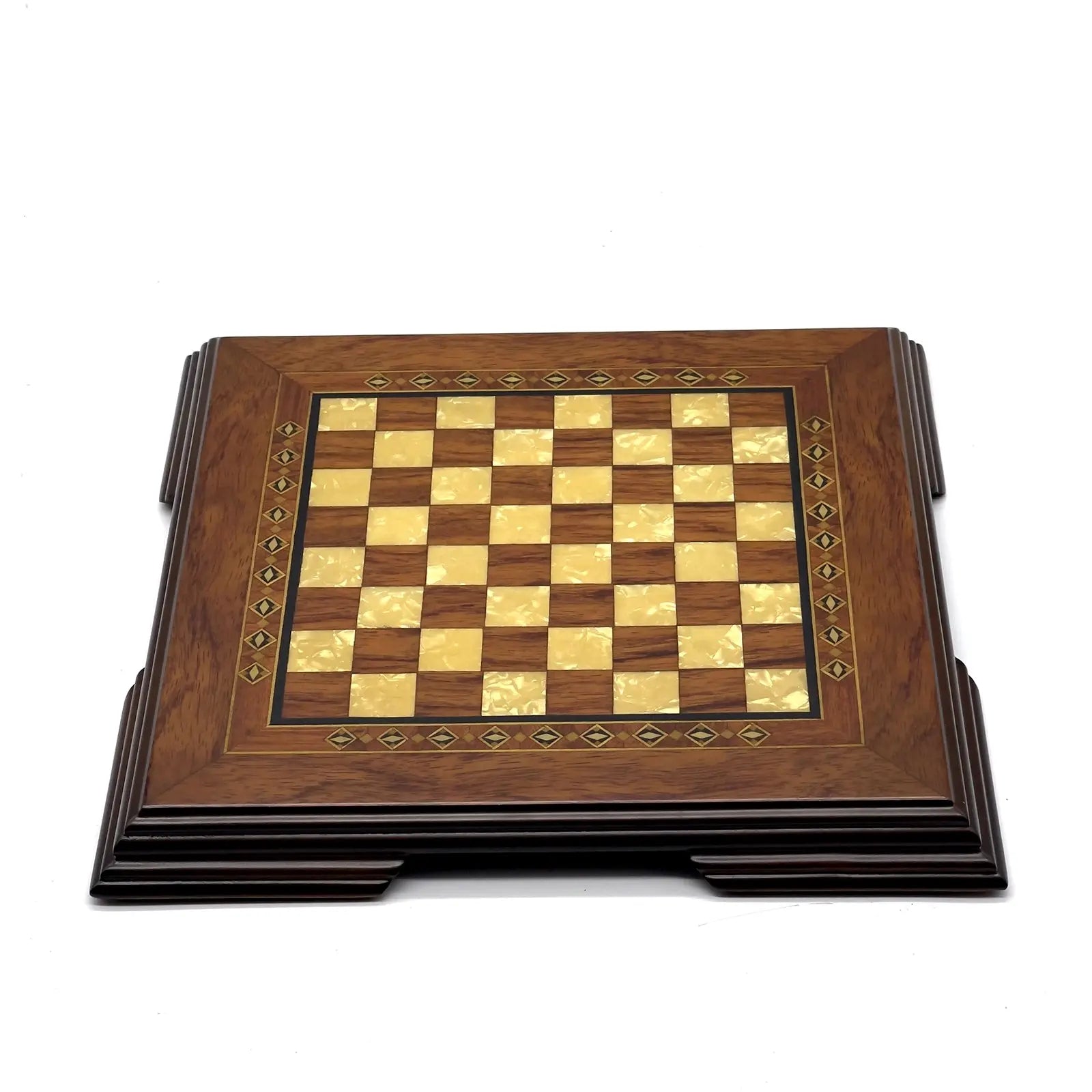 9.8" Handmade Walnut Wooden Brown Chess Board with Legs