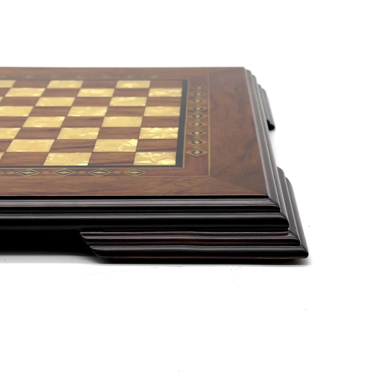 9.8" Handmade Walnut Wooden Brown Chess Board with Legs