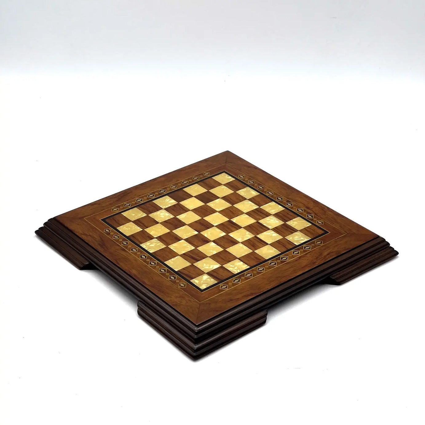 9.8" Handmade Walnut Wooden Brown Chess Board with Legs