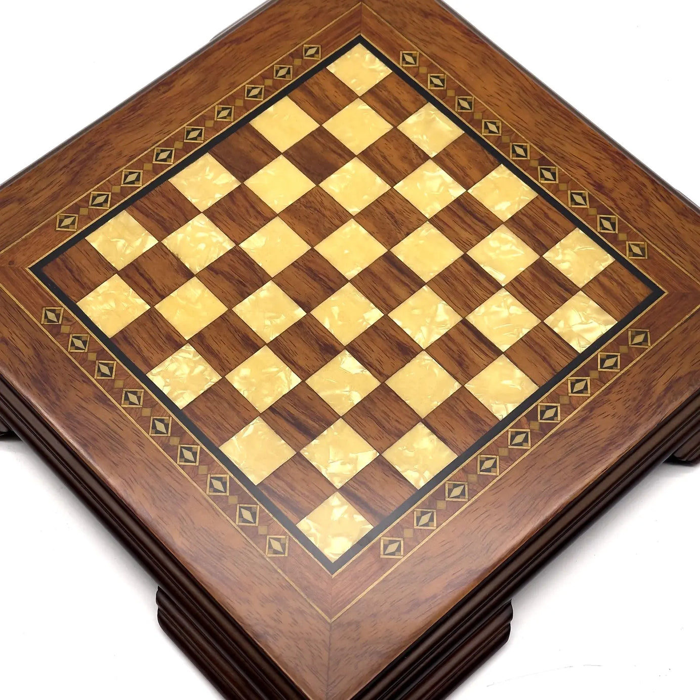 9.8" Handmade Walnut Wooden Brown Chess Board with Legs