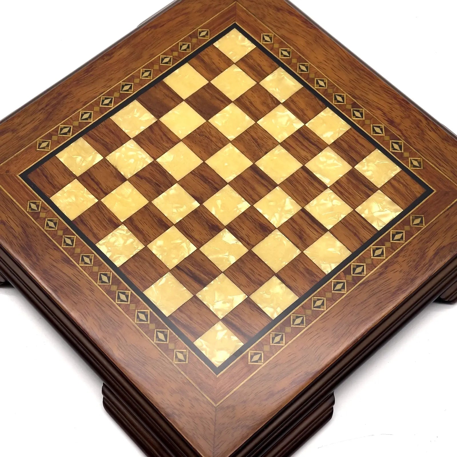 9.8" Handmade Walnut Wooden Brown Chess Board with Legs