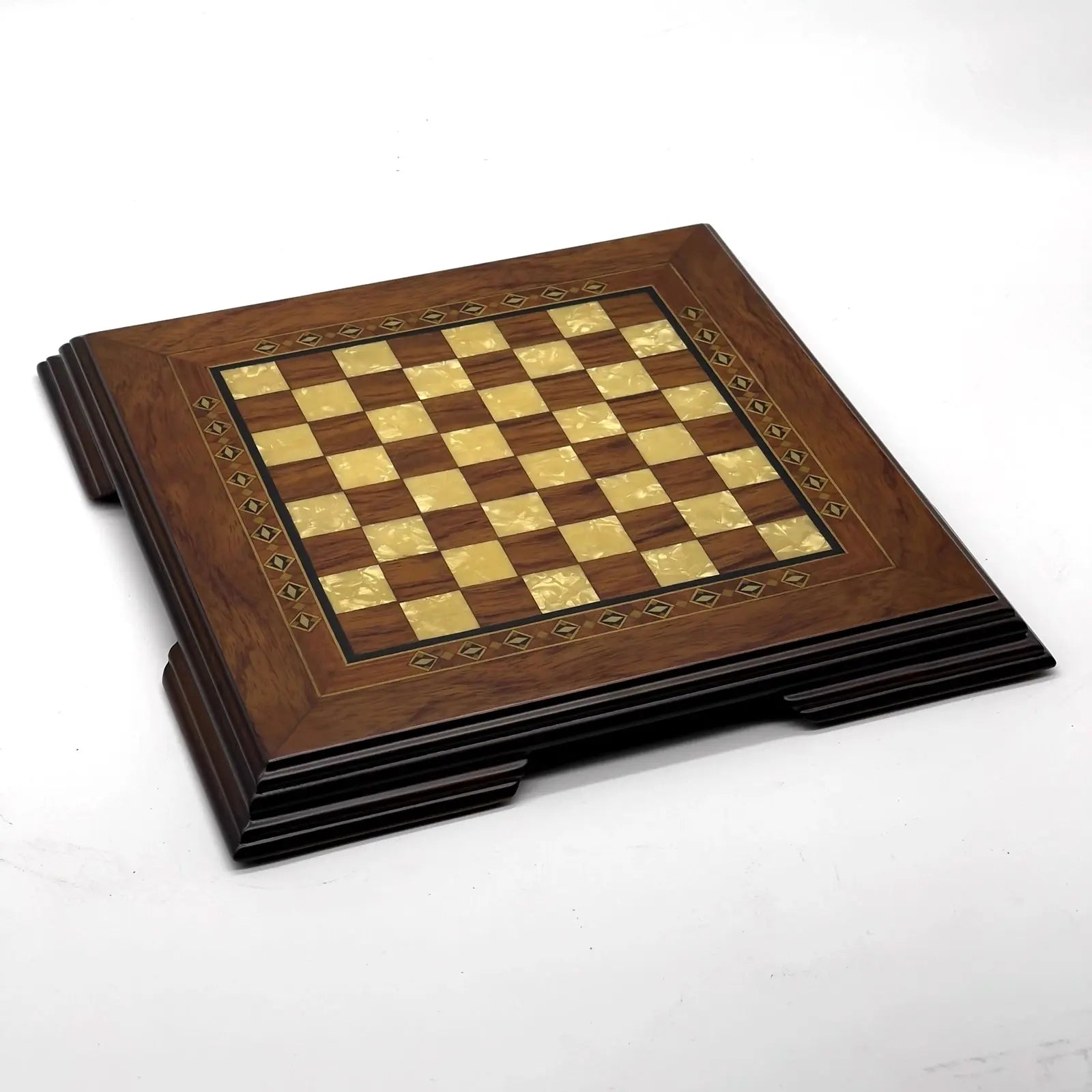 9.8" Handmade Walnut Wooden Brown Chess Board with Legs