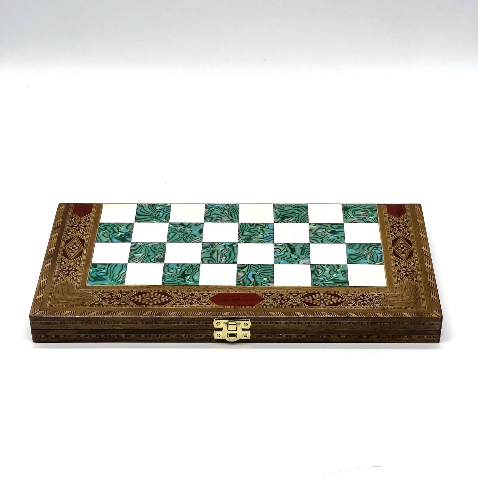 9" Handmade Small Luxury Wooden Folding Turquoise Chess Board