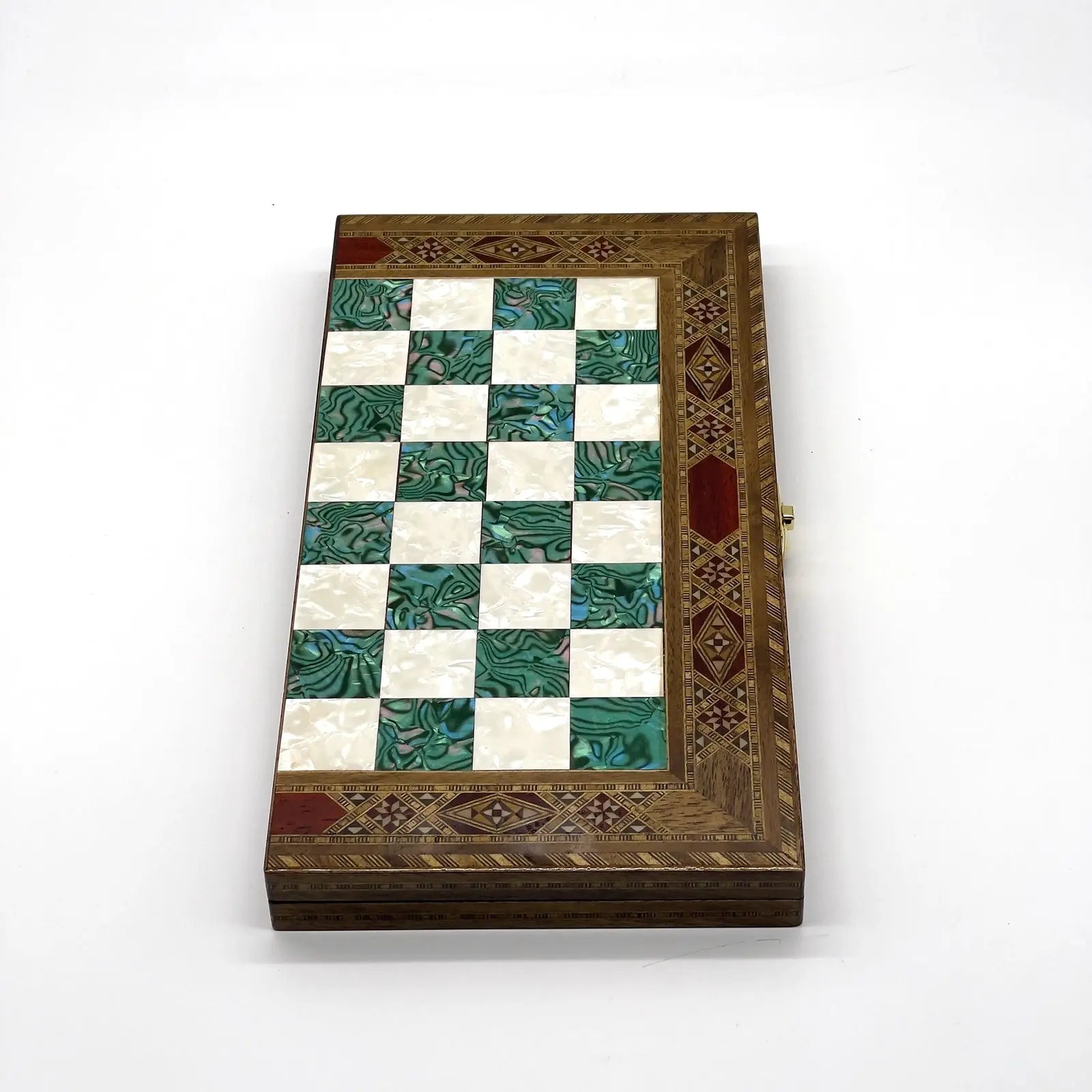 9" Handmade Small Luxury Wooden Folding Turquoise Chess Board