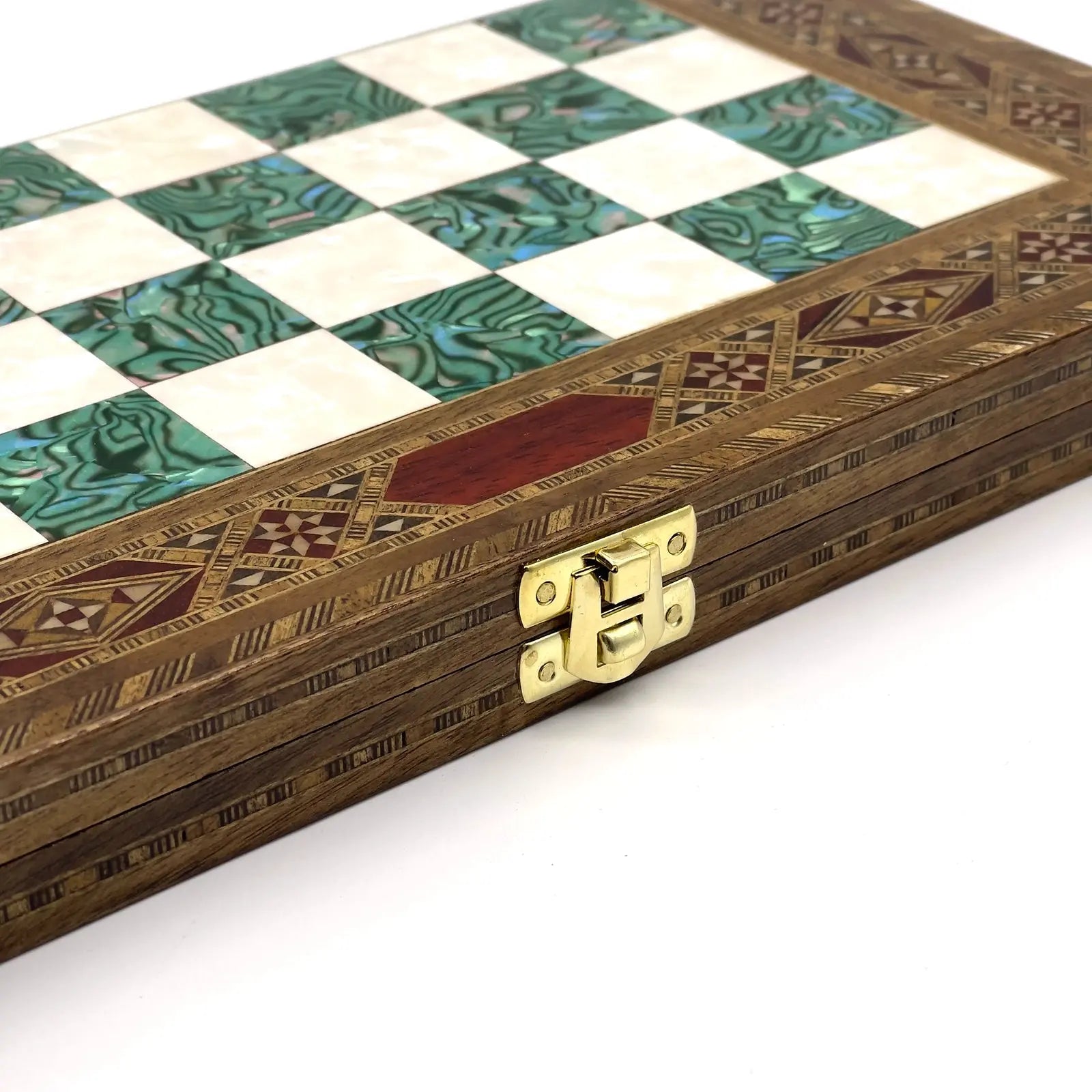 9" Handmade Small Luxury Wooden Folding Turquoise Chess Board