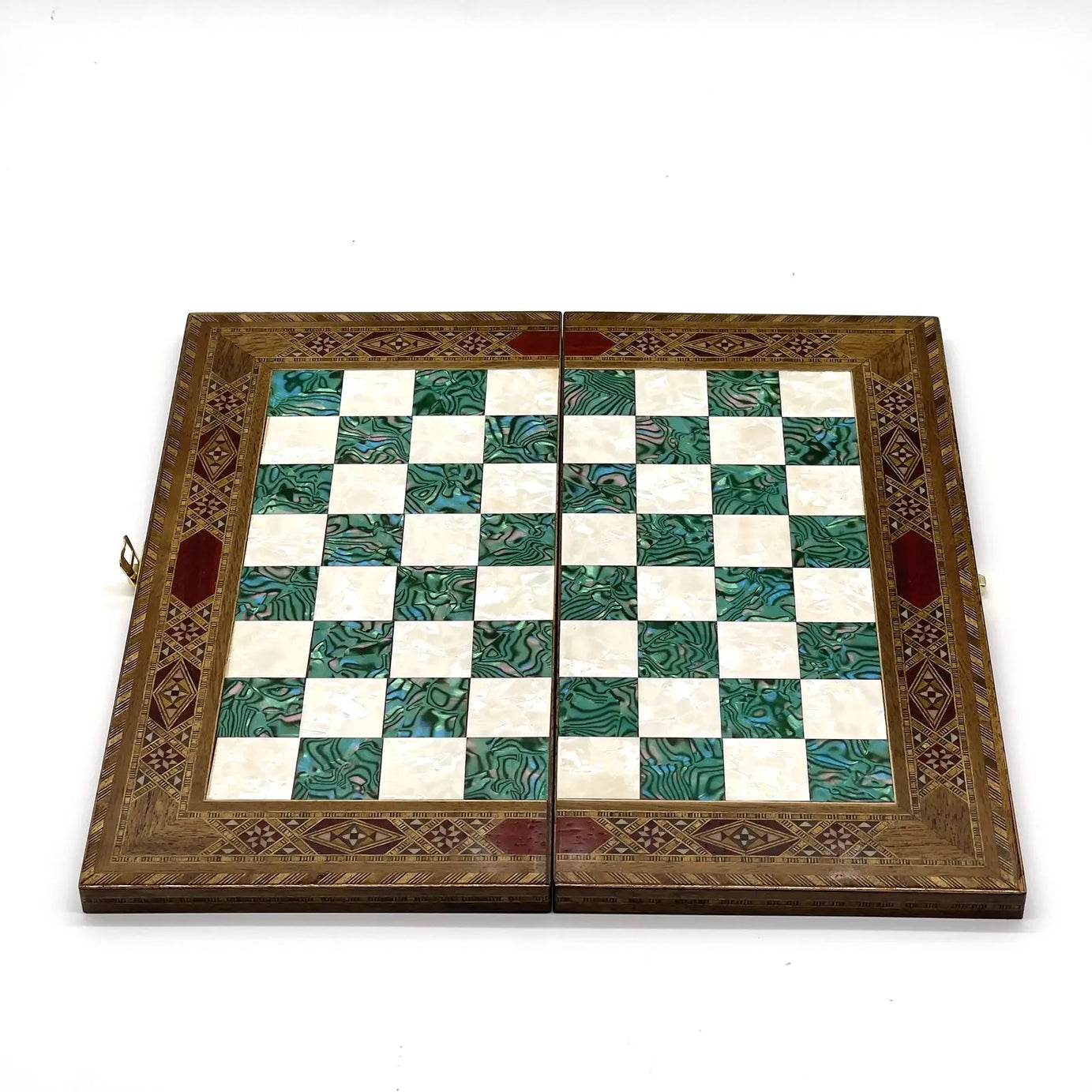 9" Handmade Small Luxury Wooden Folding Turquoise Chess Board