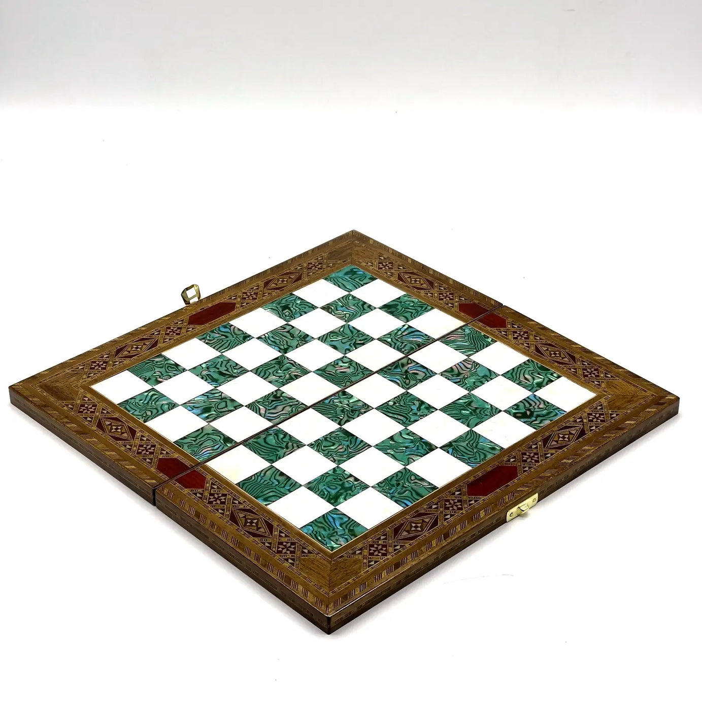 9" Handmade Small Luxury Wooden Folding Turquoise Chess Board