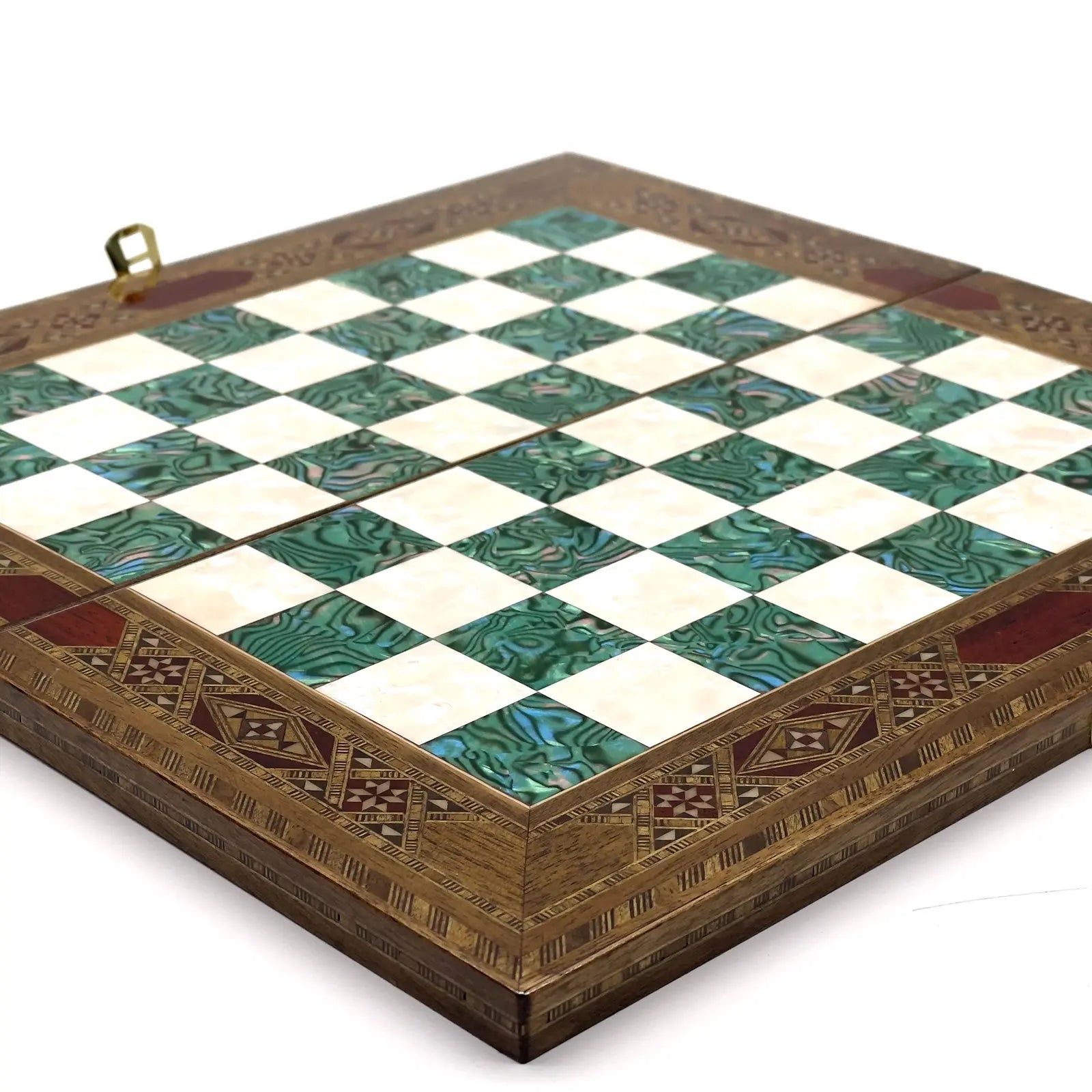 9" Handmade Small Luxury Wooden Folding Turquoise Chess Board