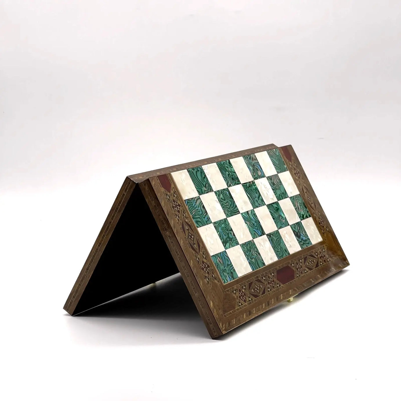 9" Handmade Small Luxury Wooden Folding Turquoise Chess Board