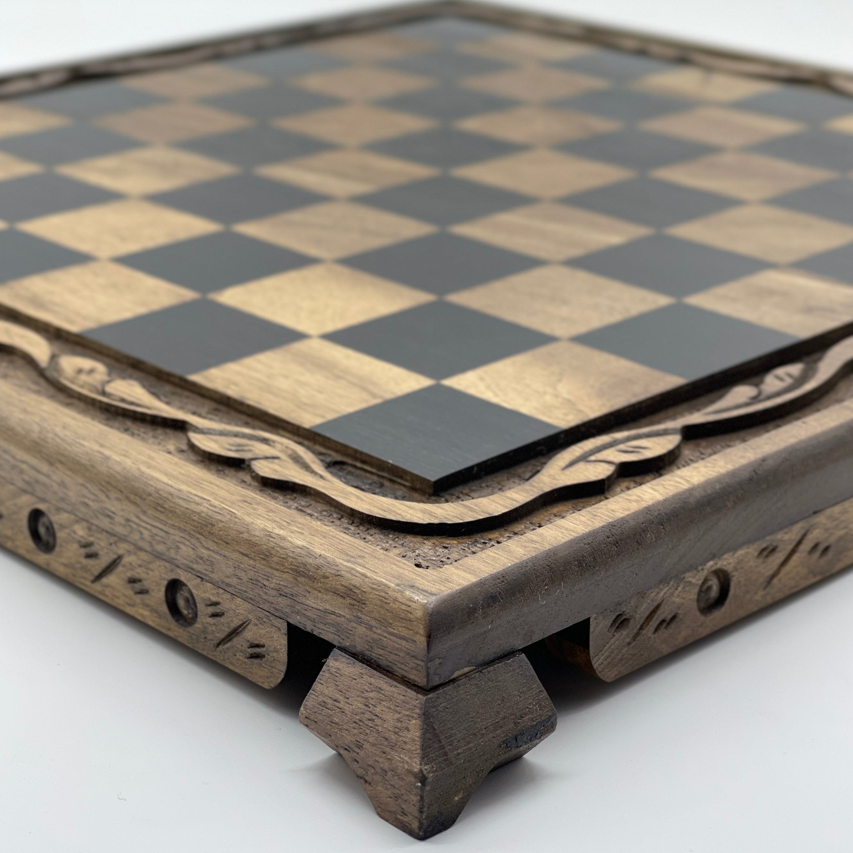 Wooden Stone Wooden Chess Set With Wooden Luxury Chess Board With Legs