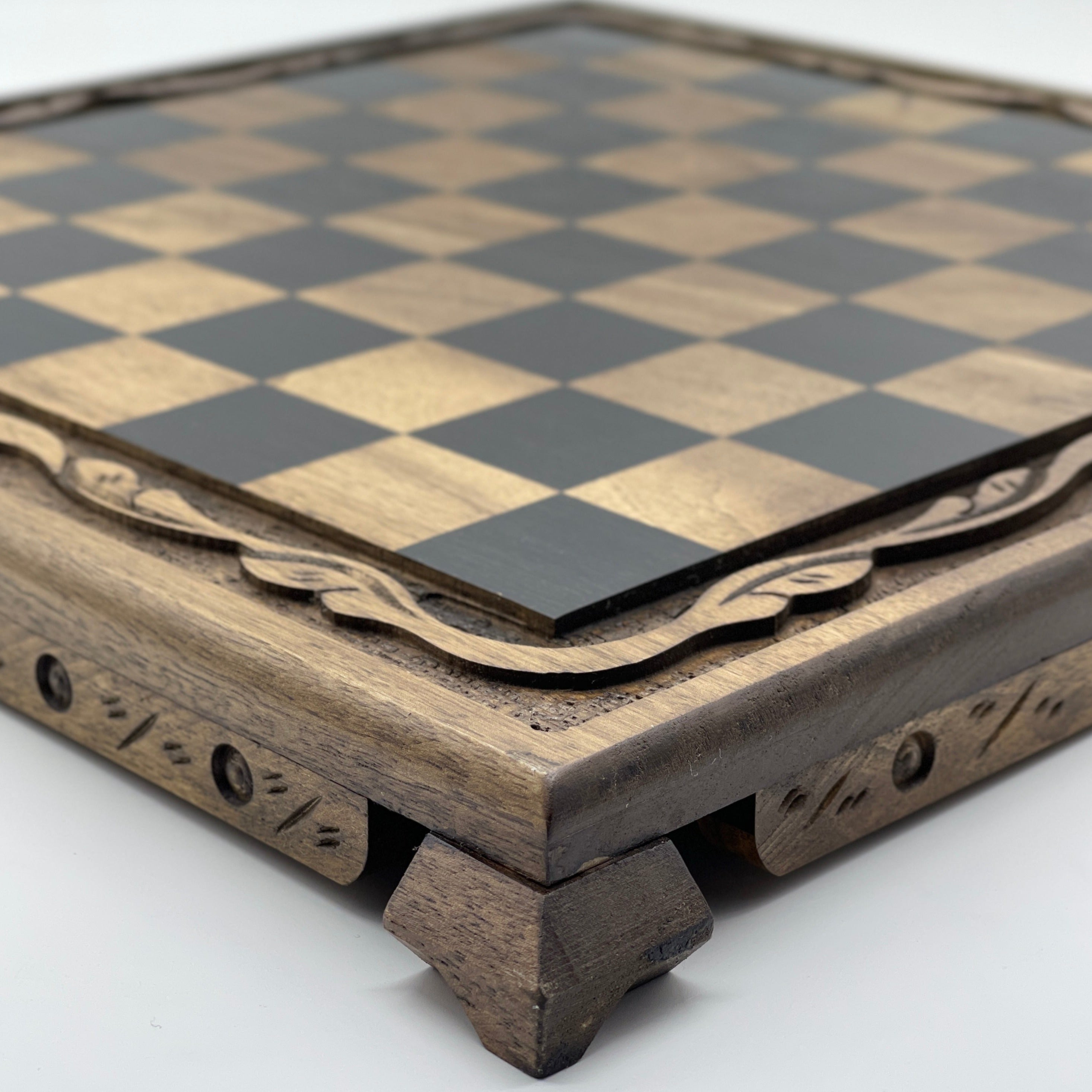 Wooden Stone Wooden Chess Set With Wooden Luxury Chess Board With Legs