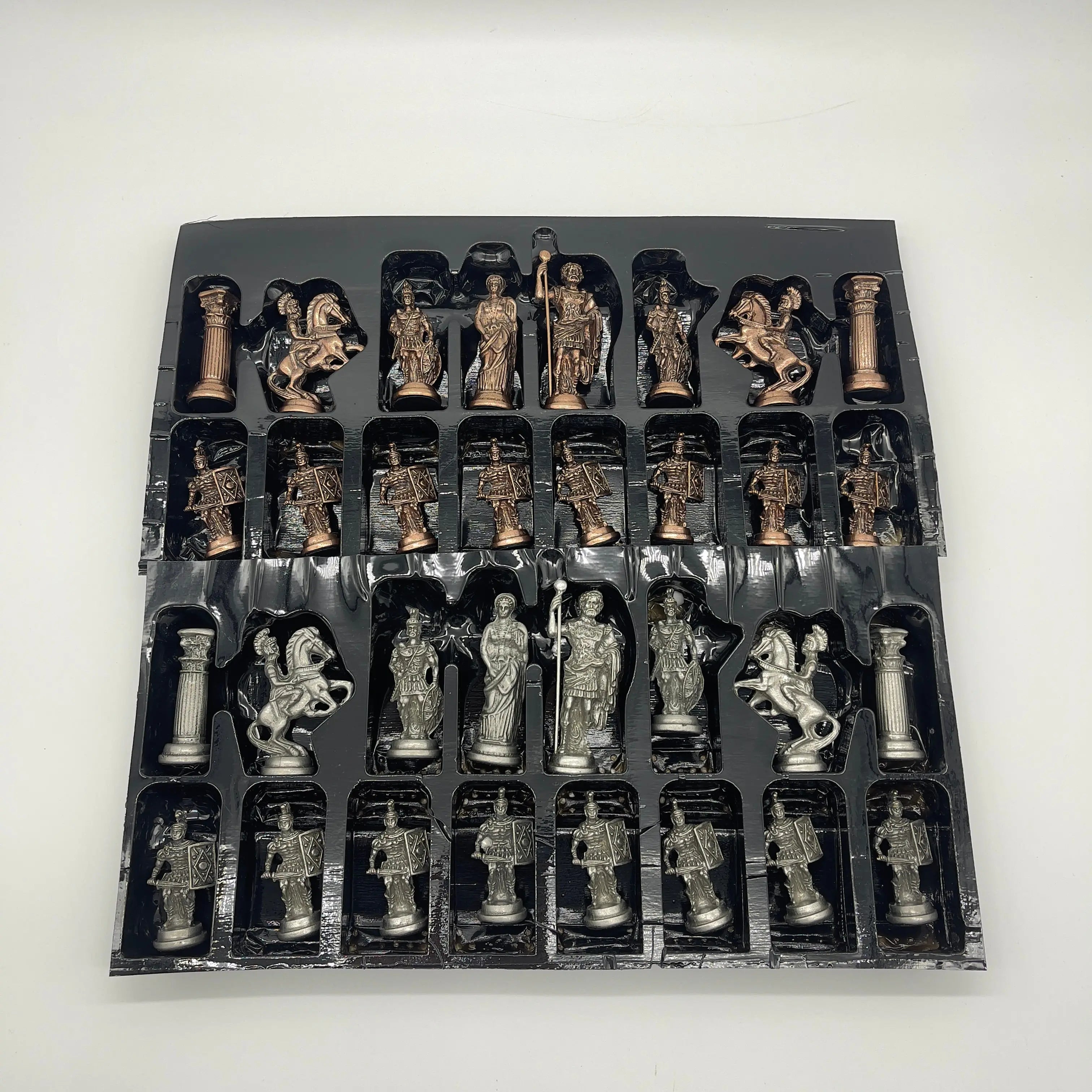 Metal Large Chess Pieces, Copper-Silver Romans Large Metal Chess Pieces Set
