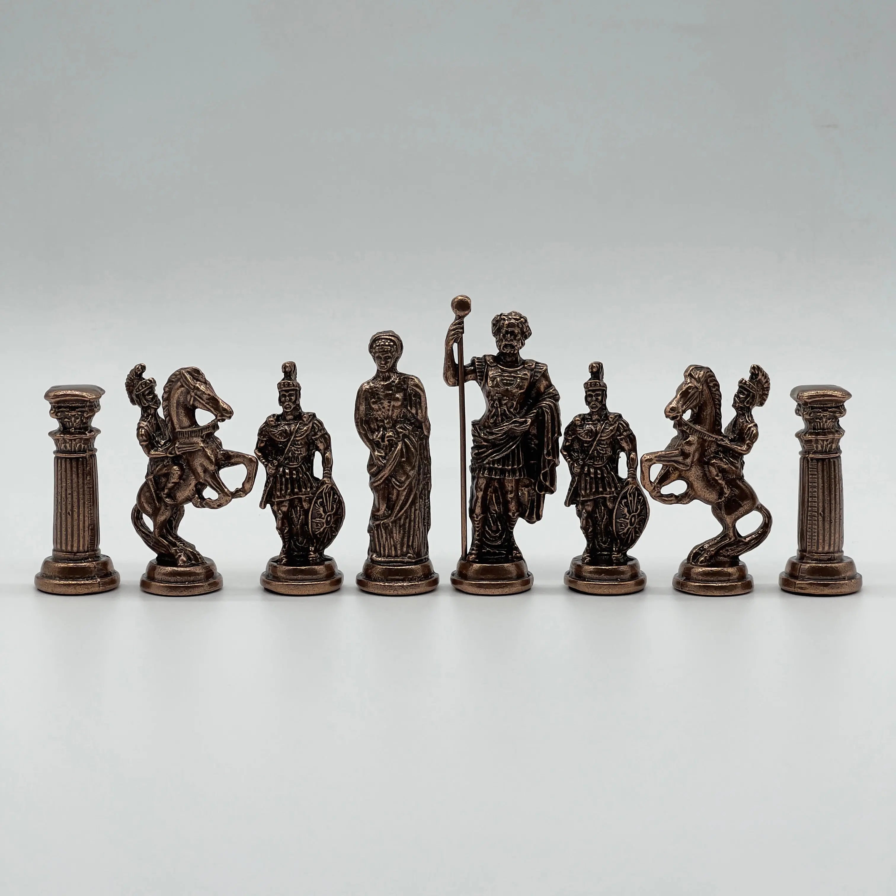 Metal Large Chess Pieces, Copper-Silver Romans Large Metal Chess Pieces Set