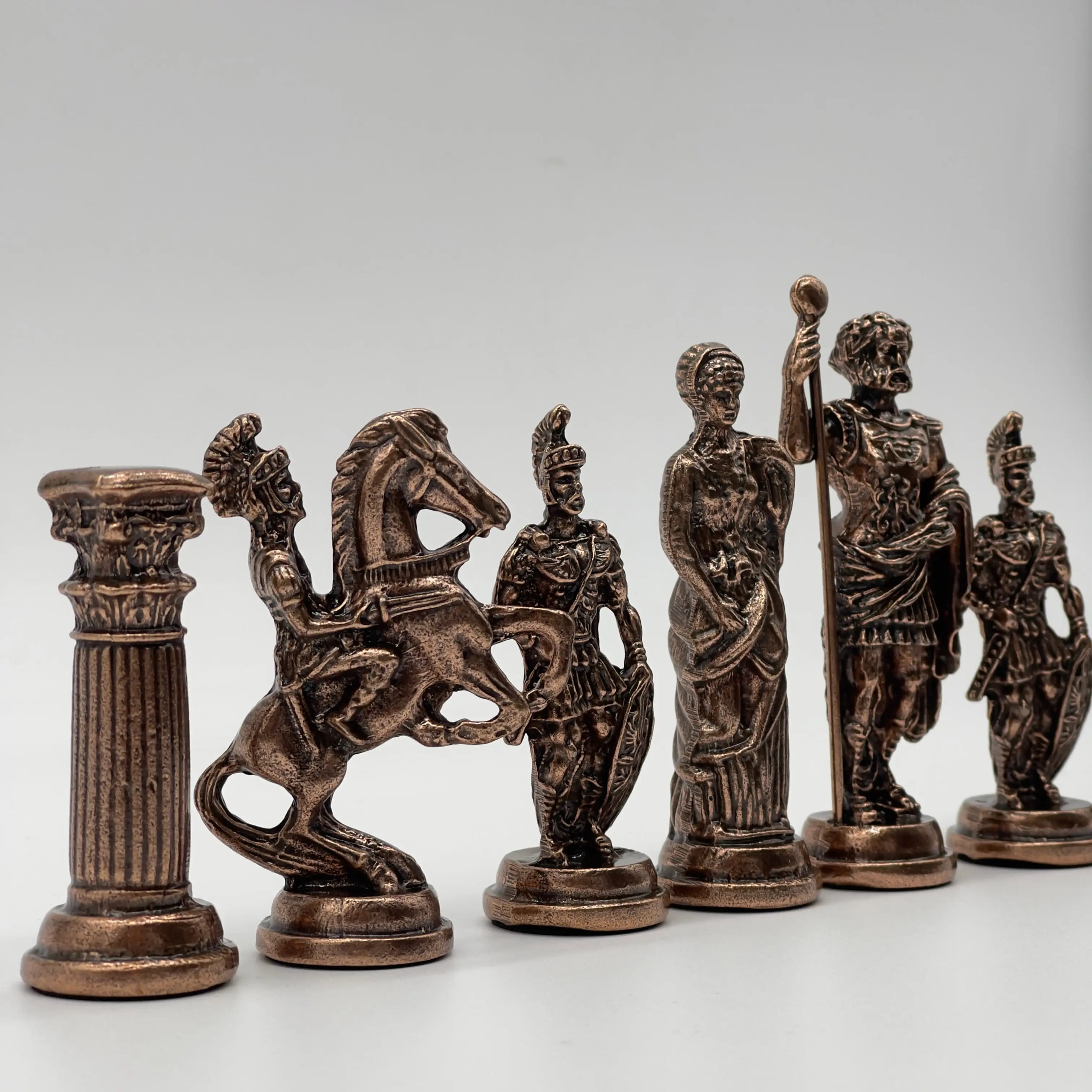 Metal Large Chess Pieces, Copper-Silver Romans Large Metal Chess Pieces Set