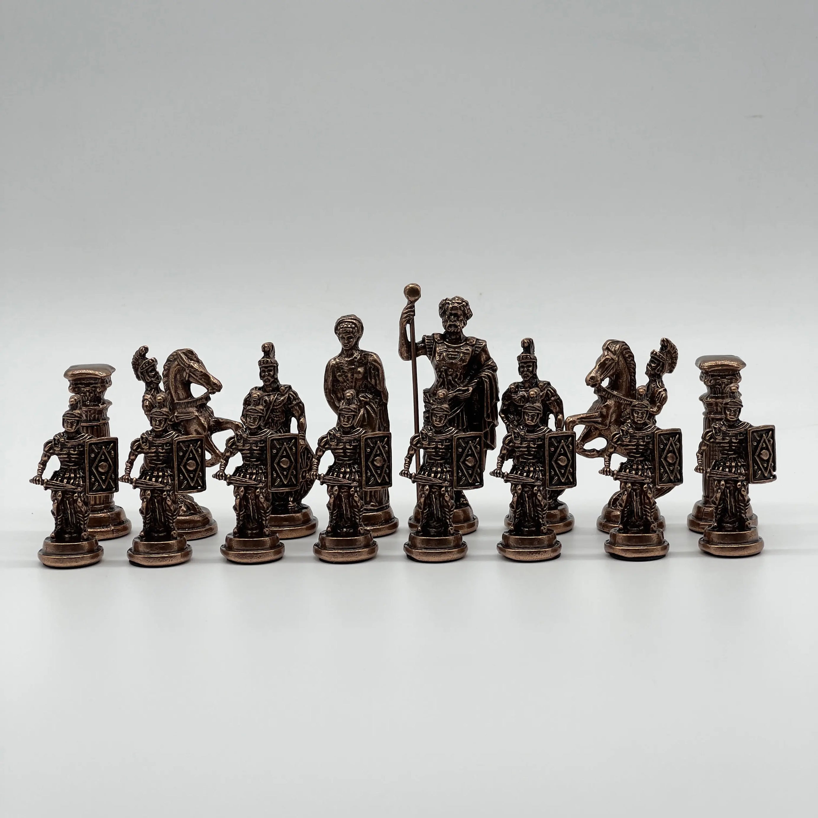 Metal Large Chess Pieces, Copper-Silver Romans Large Metal Chess Pieces Set