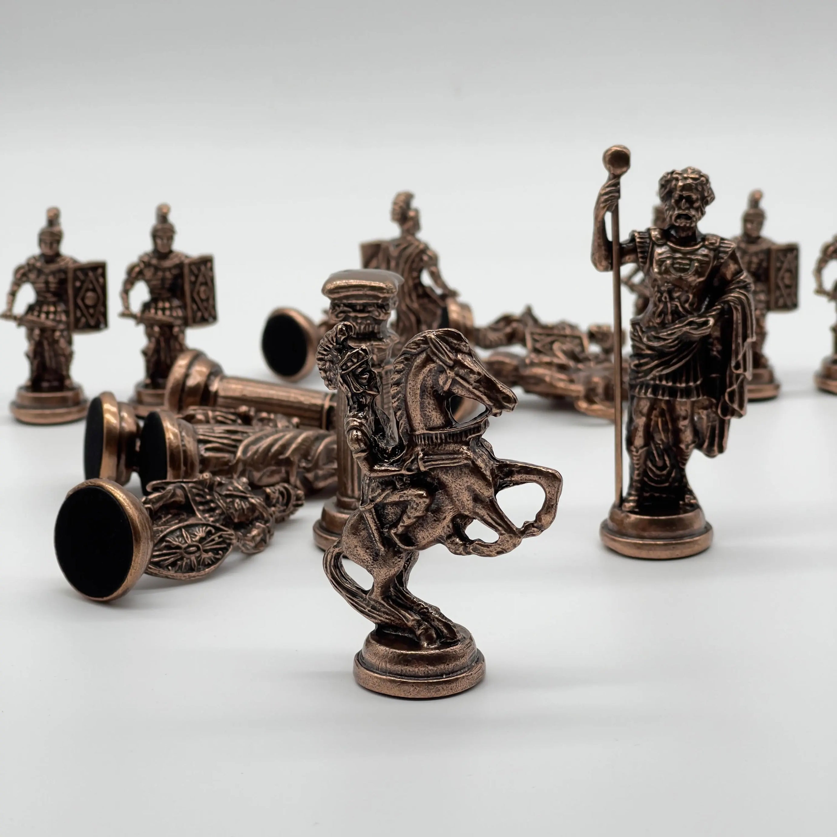 Metal Large Chess Pieces, Copper-Silver Romans Large Metal Chess Pieces Set