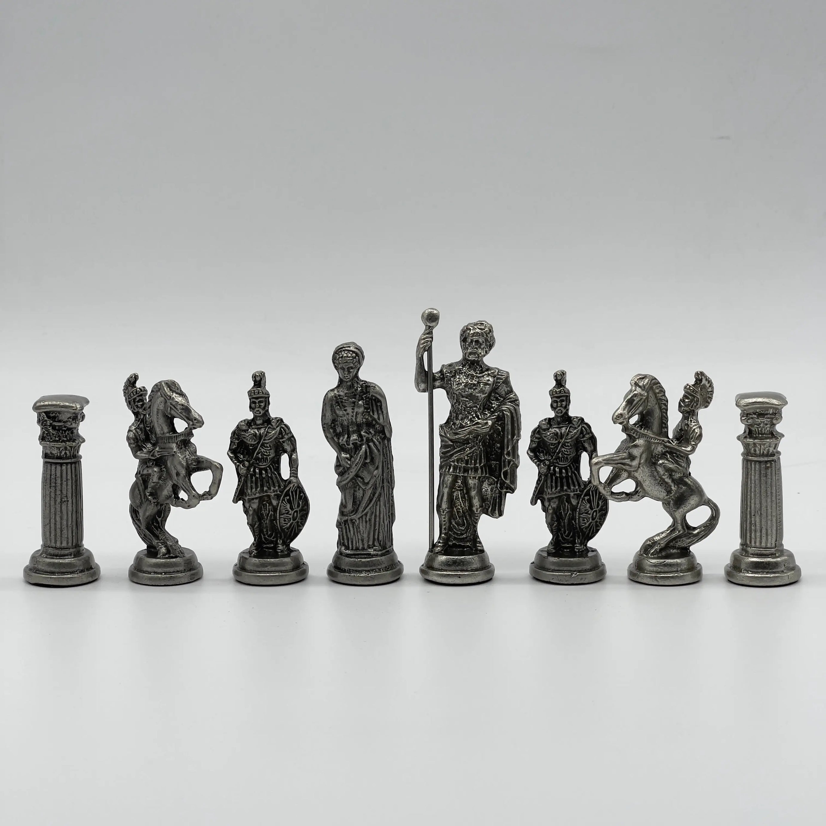 Metal Large Chess Pieces, Copper-Silver Romans Large Metal Chess Pieces Set