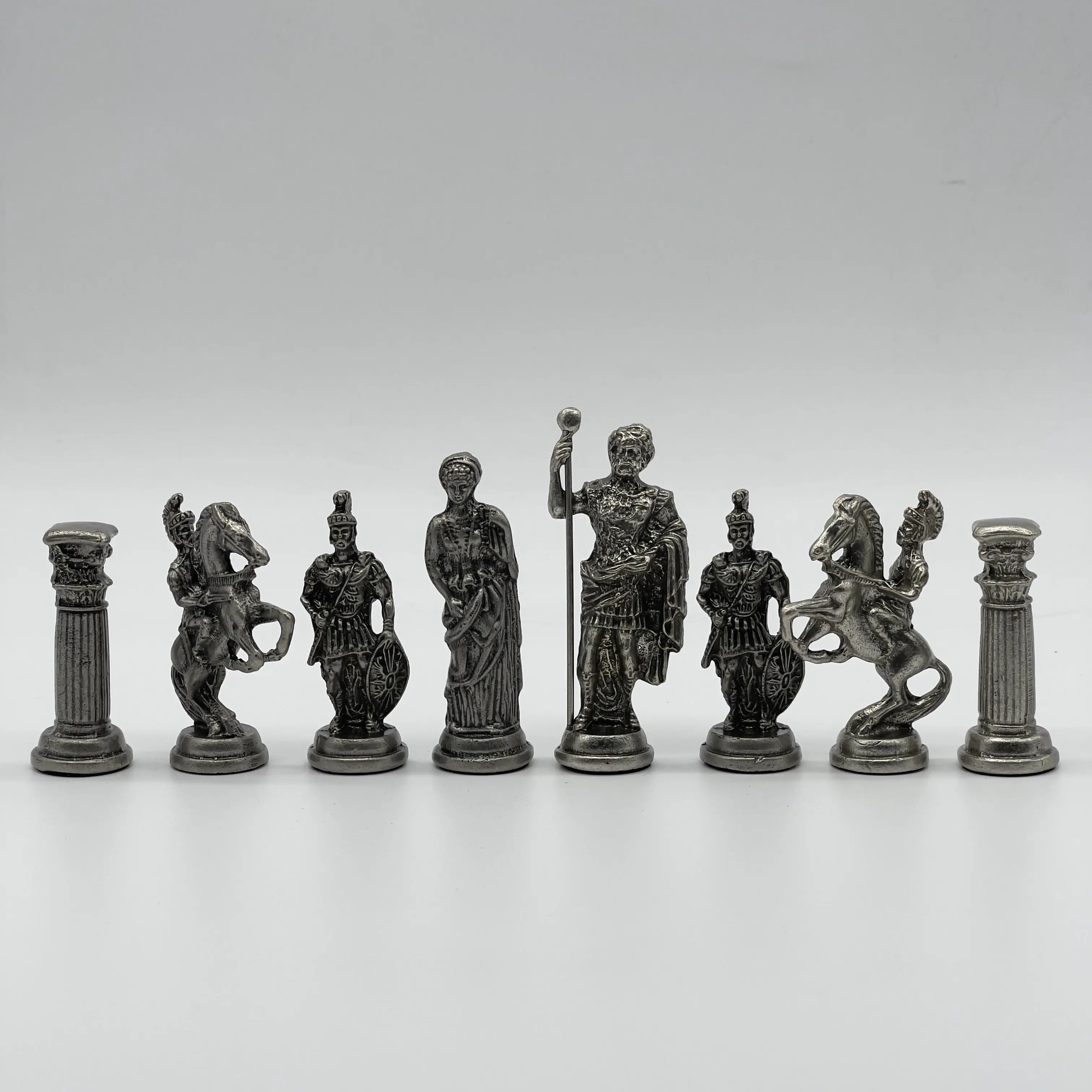 Metal Large Chess Pieces, Copper-Silver Romans Large Metal Chess Pieces Set