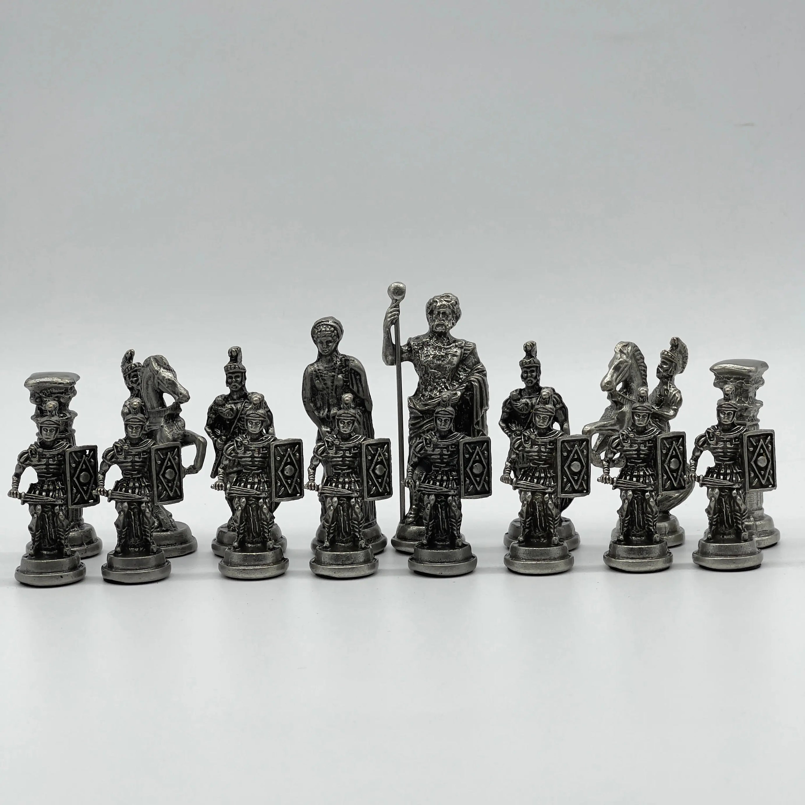Metal Large Chess Pieces, Copper-Silver Romans Large Metal Chess Pieces Set