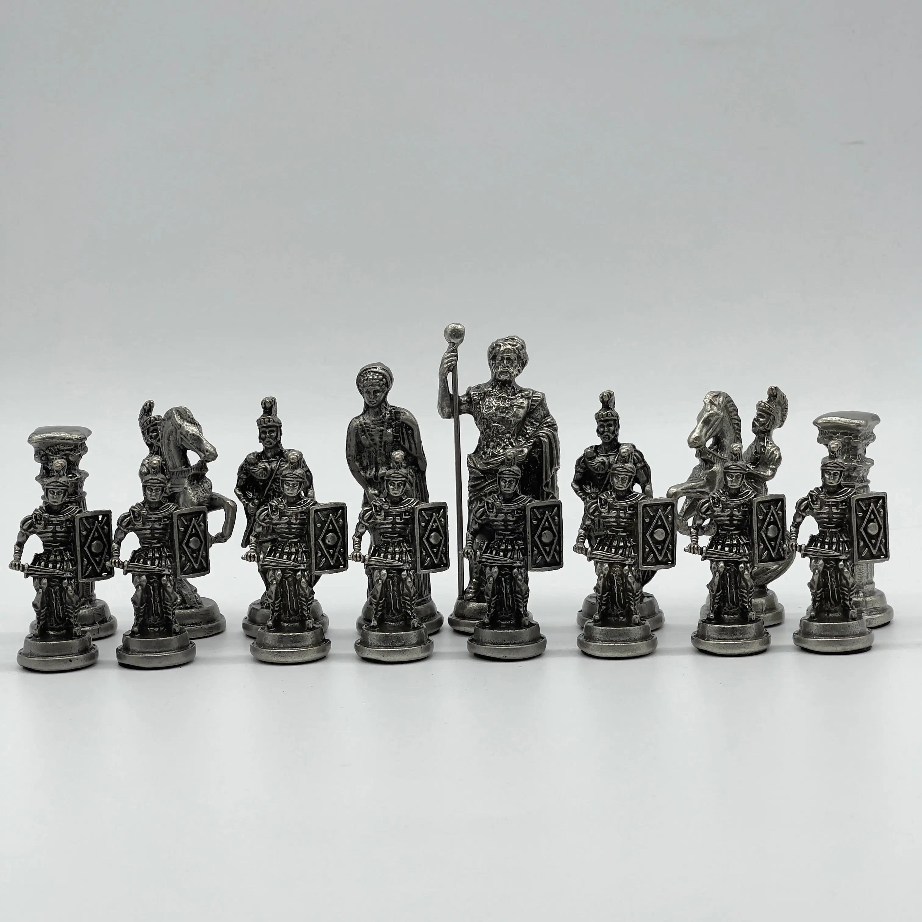 Metal Large Chess Pieces, Copper-Silver Romans Large Metal Chess Pieces Set