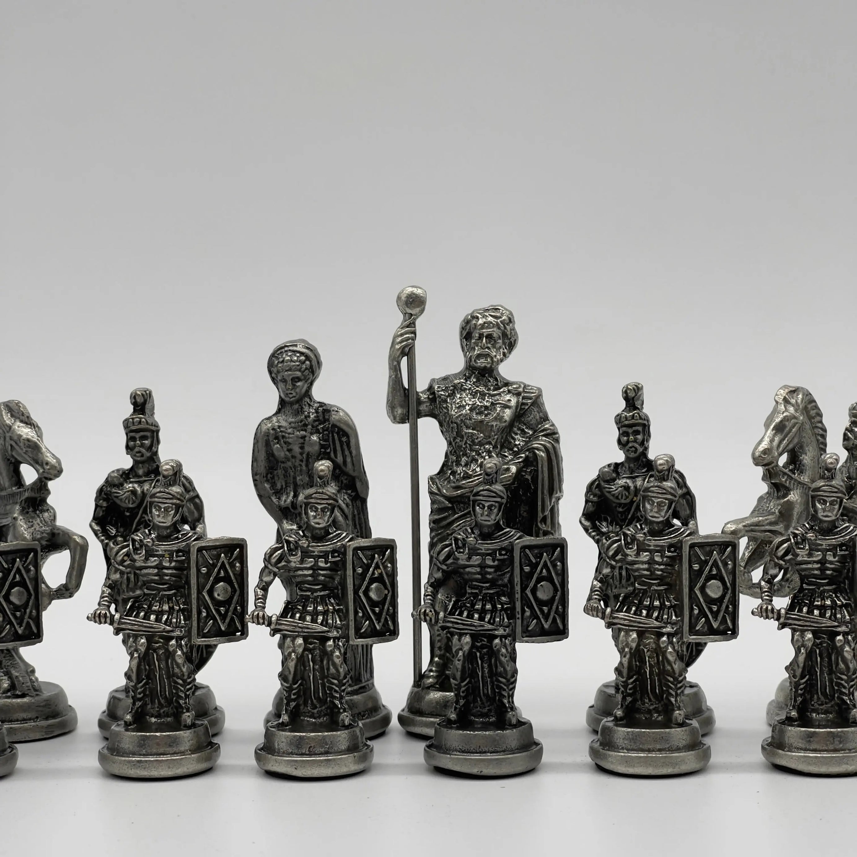 Metal Large Chess Pieces, Copper-Silver Romans Large Metal Chess Pieces Set
