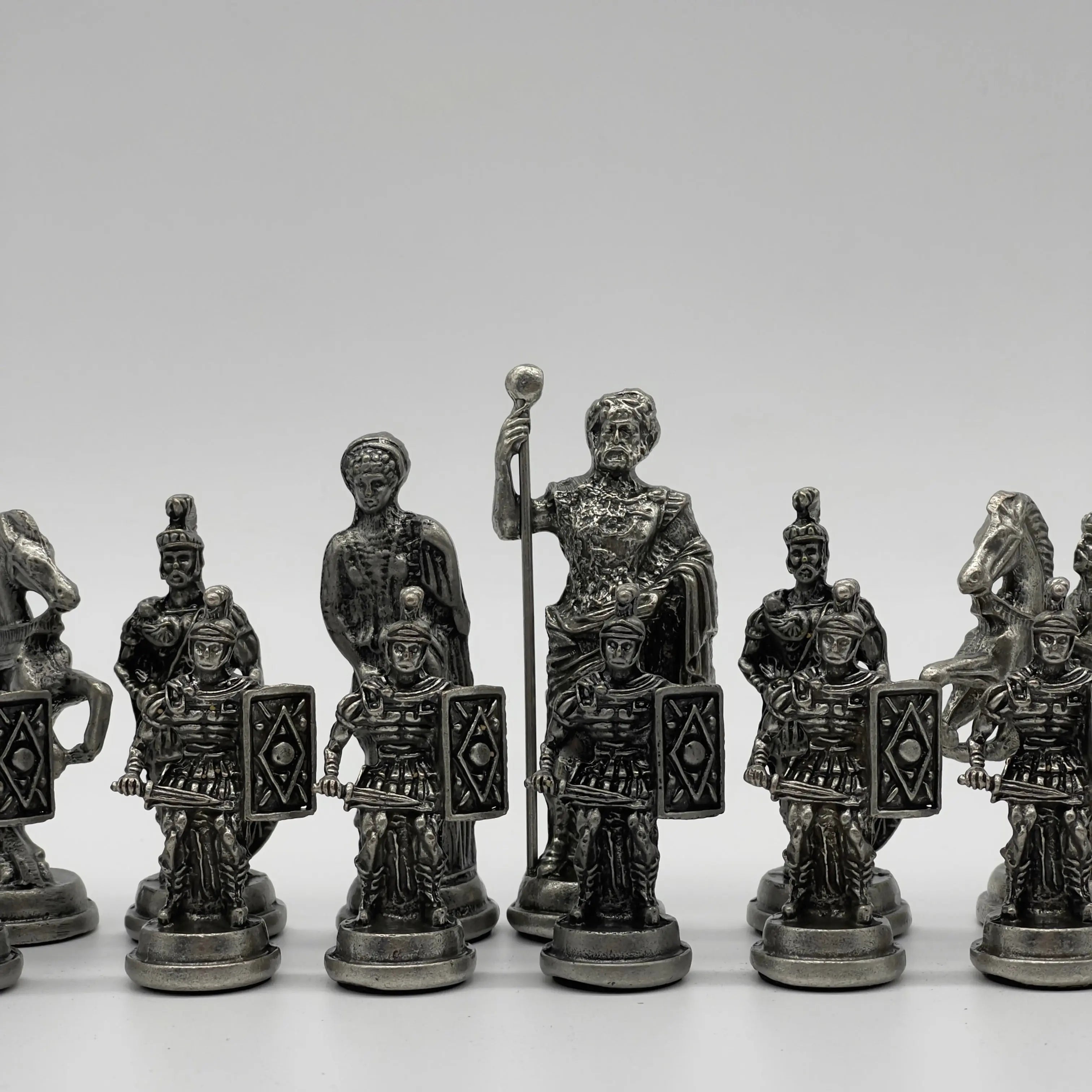 Metal Large Chess Pieces, Copper-Silver Romans Large Metal Chess Pieces Set