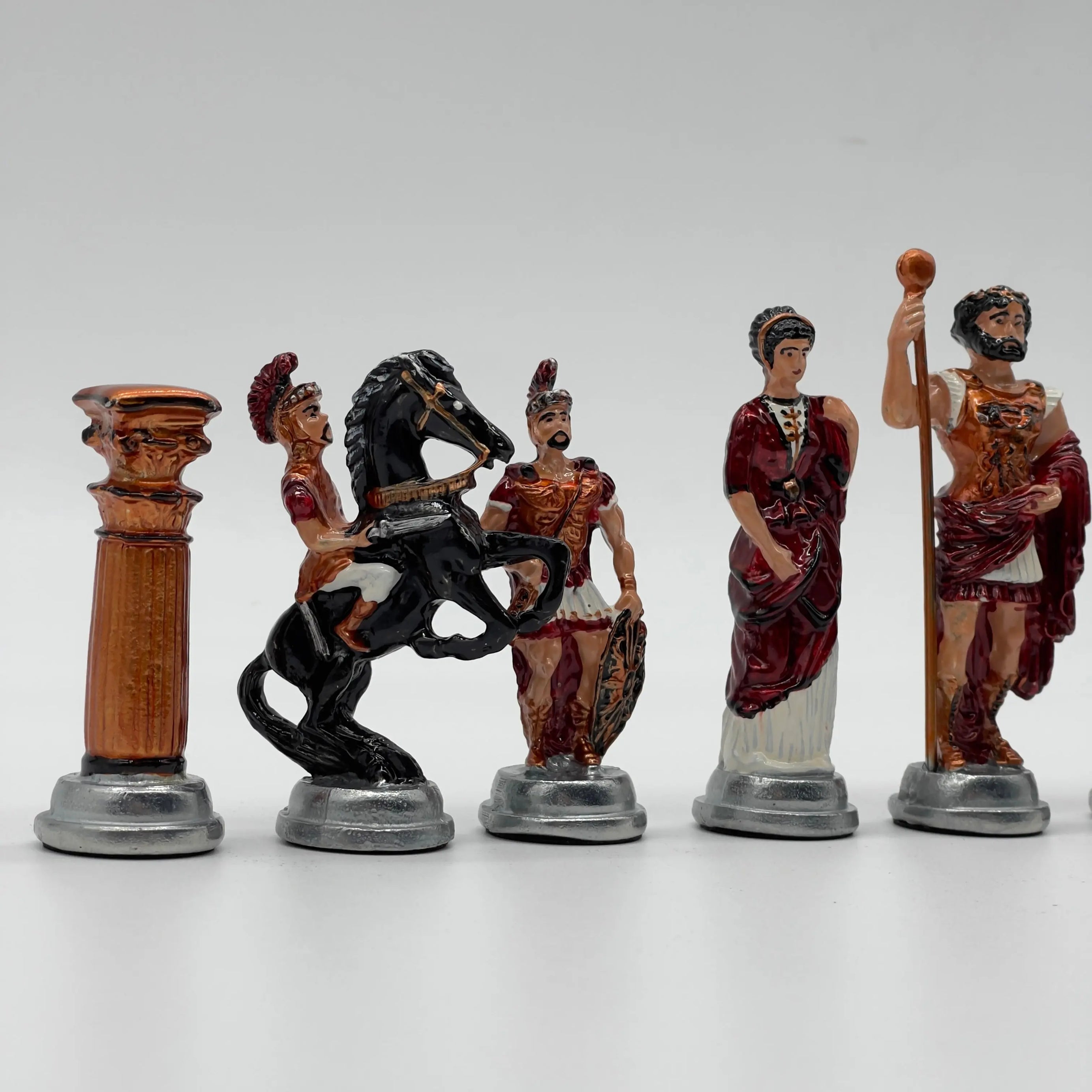 Handmade Metal Large Chess Pieces, Hand Paint Romans Large Metal Chess Pieces Set