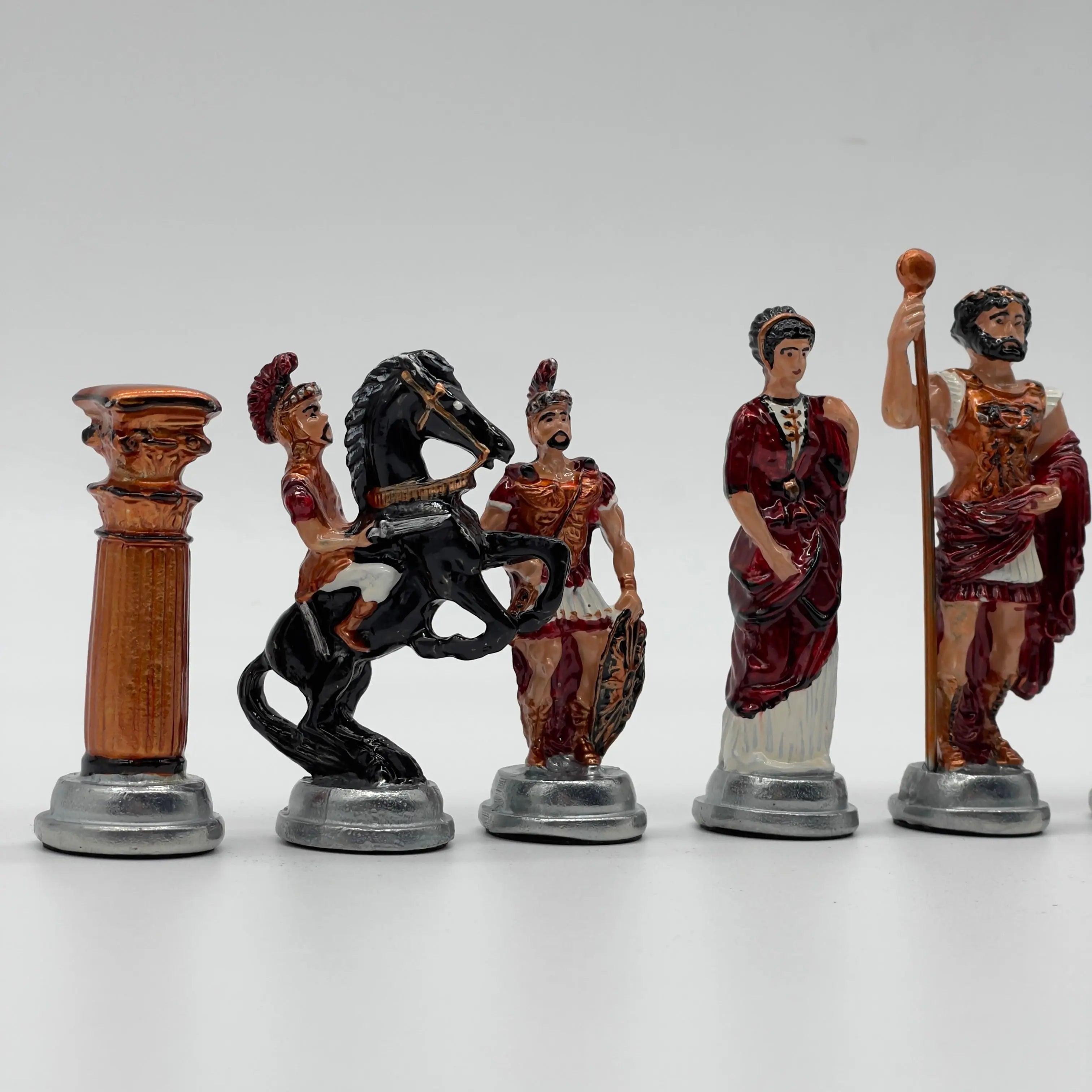 Handmade Metal Large Chess Pieces, Hand Paint Romans Large Metal Chess Pieces Set
