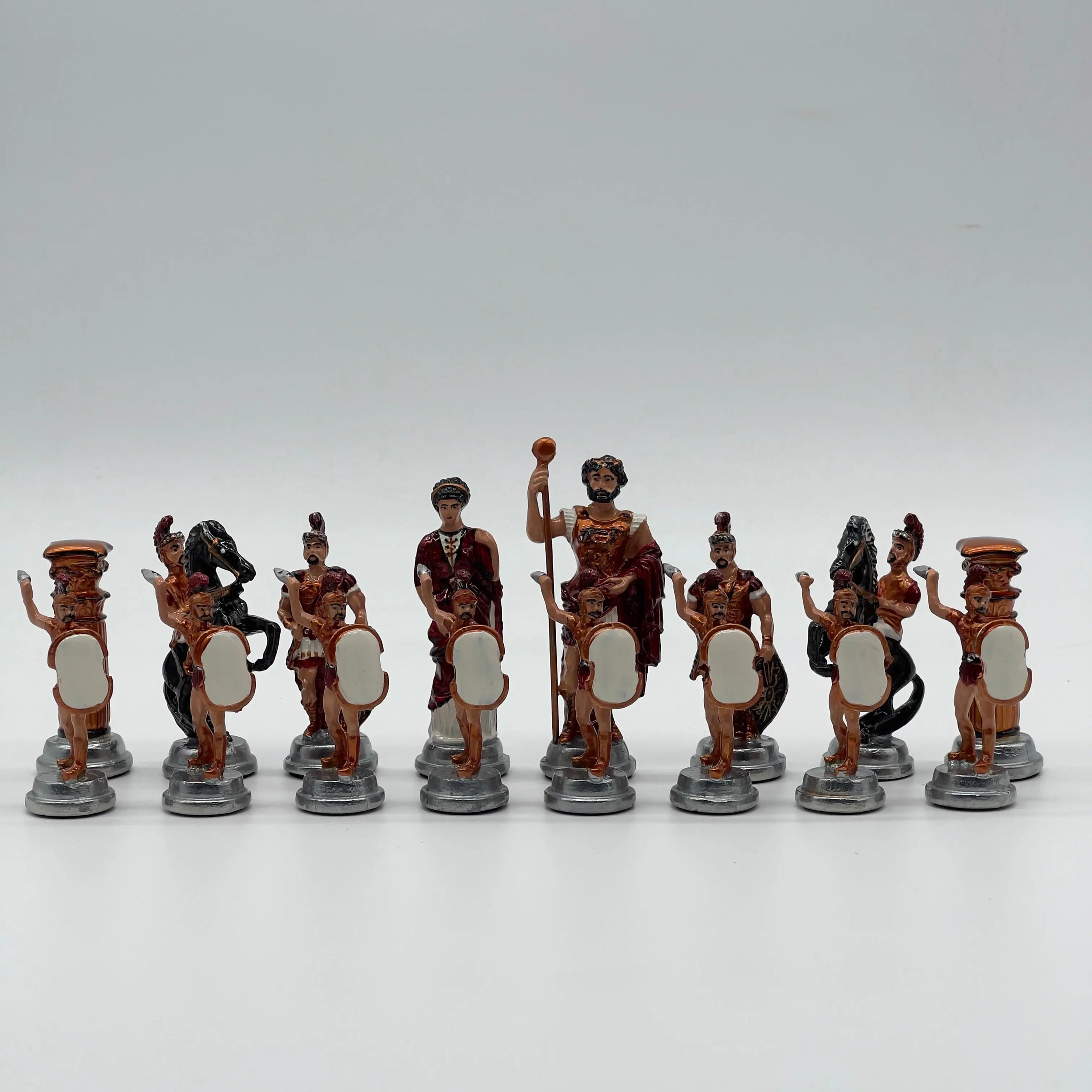 Handmade Metal Large Chess Pieces, Hand Paint Romans Large Metal Chess Pieces Set