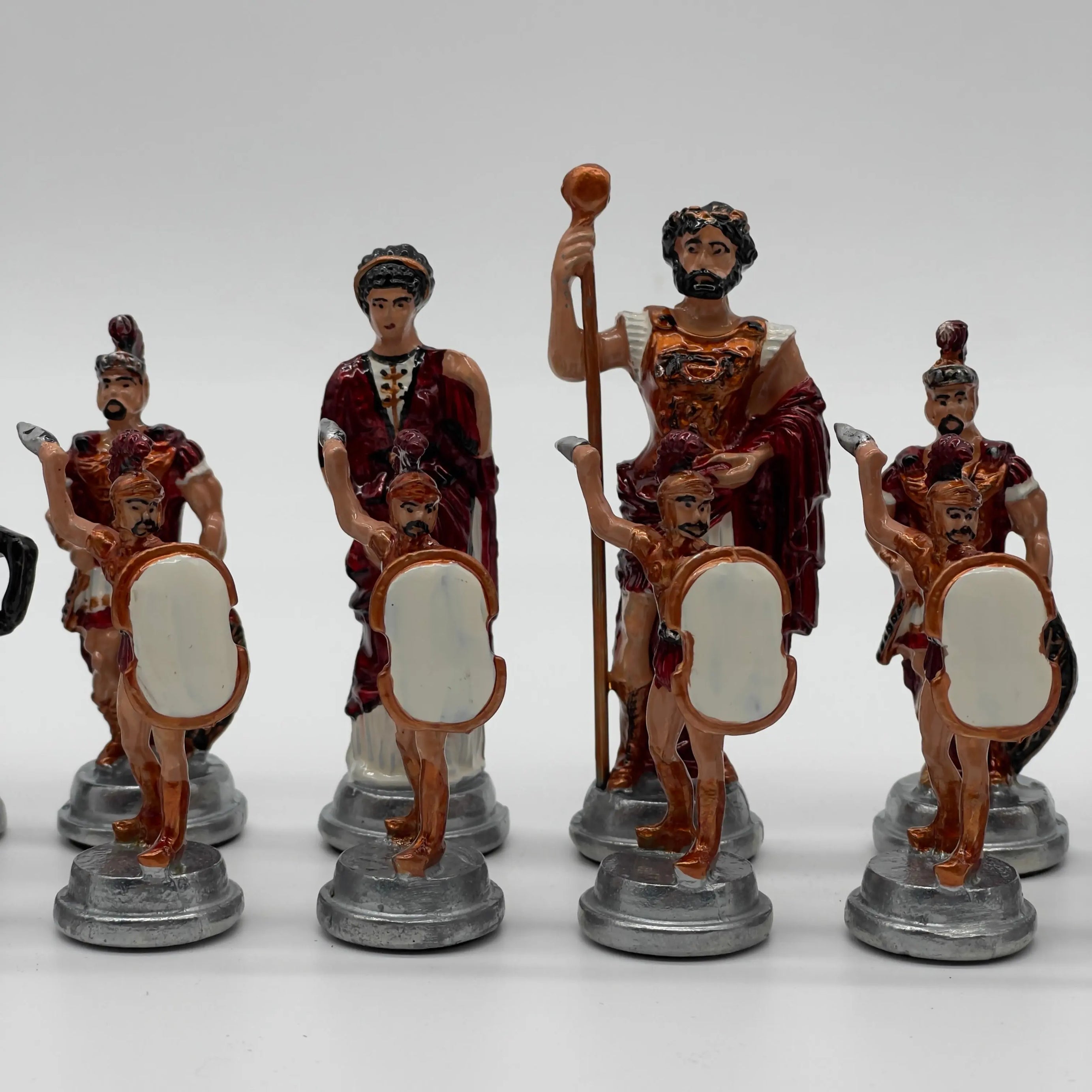 Handmade Metal Large Chess Pieces, Hand Paint Romans Large Metal Chess Pieces Set