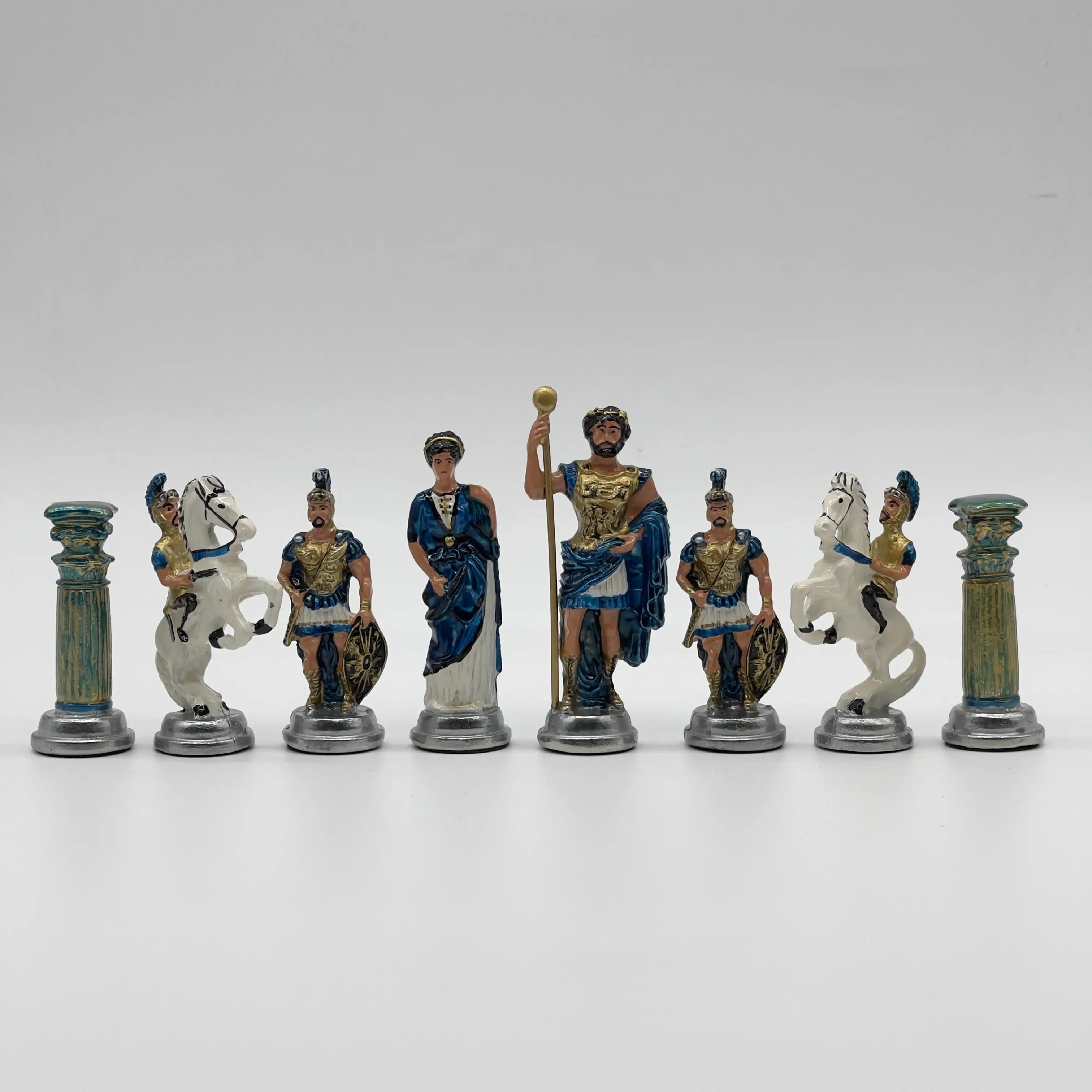 Handmade Metal Large Chess Pieces, Hand Paint Romans Large Metal Chess Pieces Set