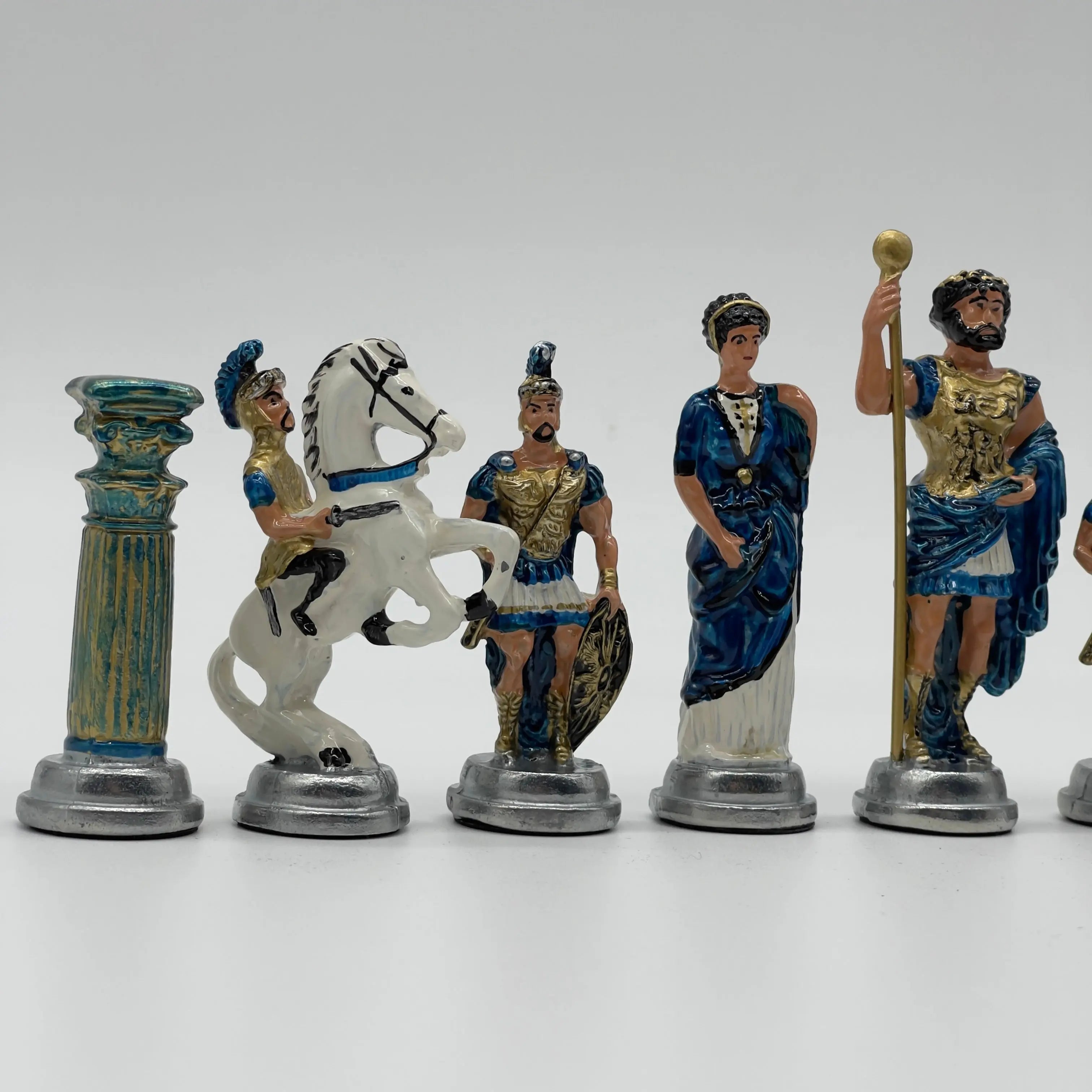 Handmade Metal Large Chess Pieces, Hand Paint Romans Large Metal Chess Pieces Set