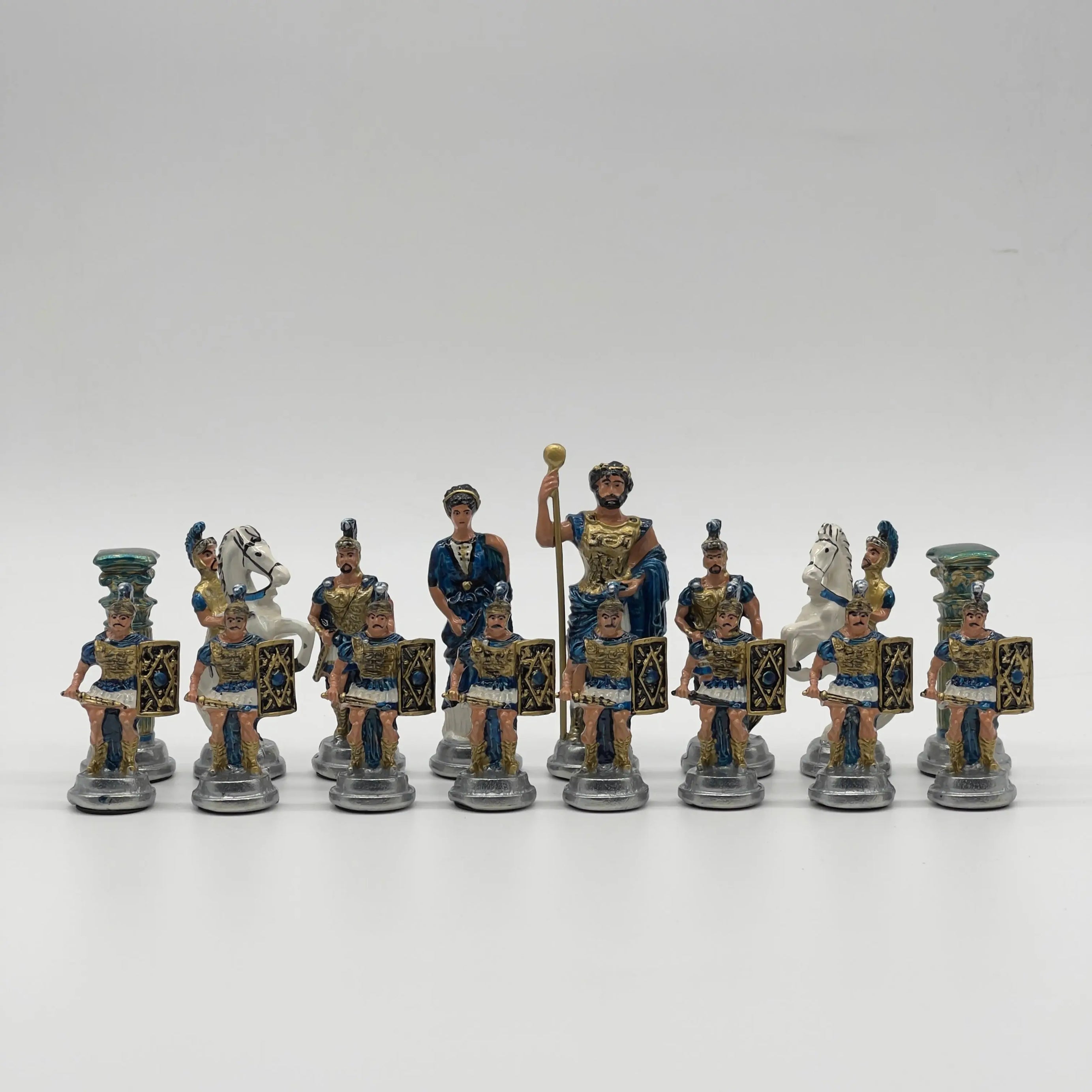 Handmade Metal Large Chess Pieces, Hand Paint Romans Large Metal Chess Pieces Set