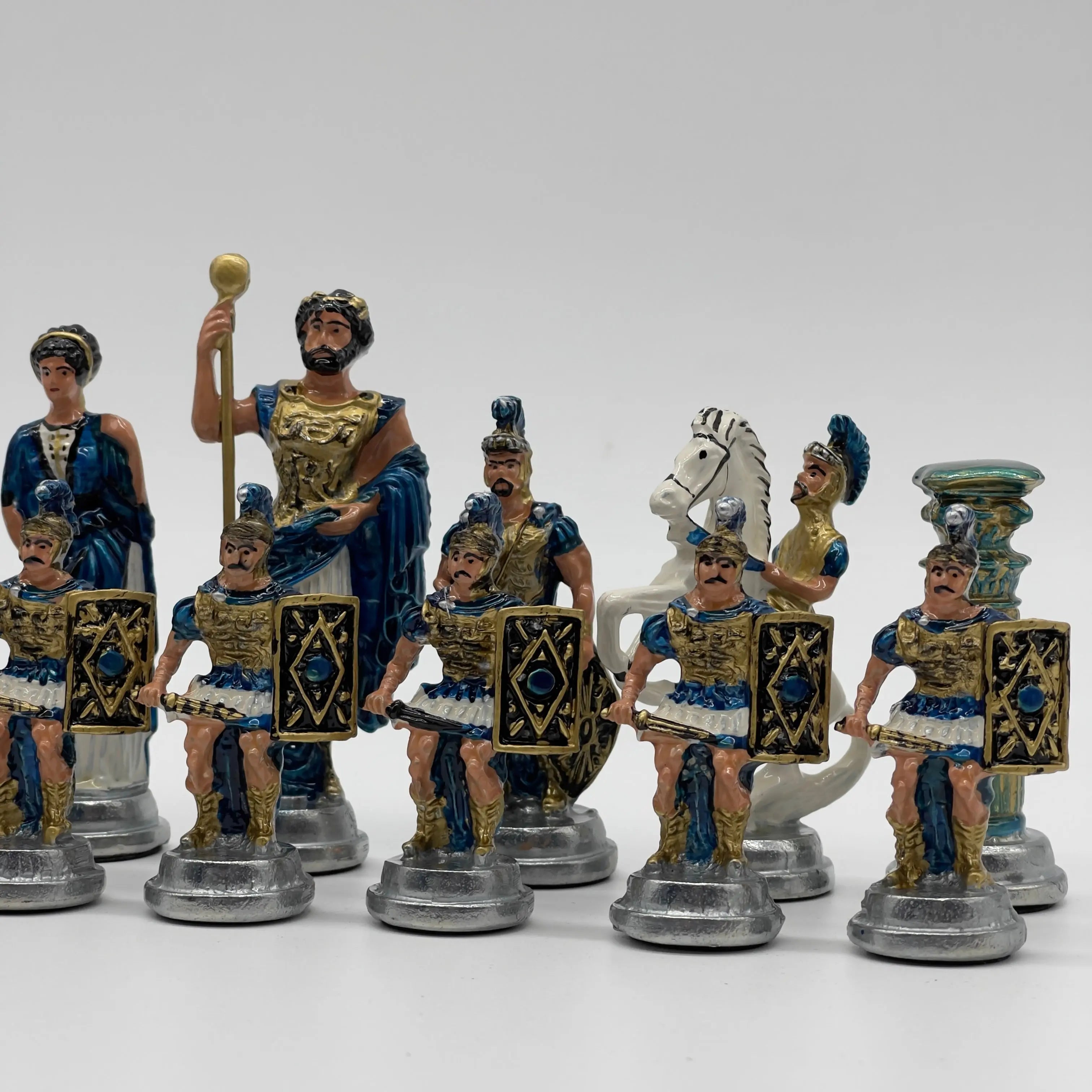 Handmade Metal Large Chess Pieces, Hand Paint Romans Large Metal Chess Pieces Set