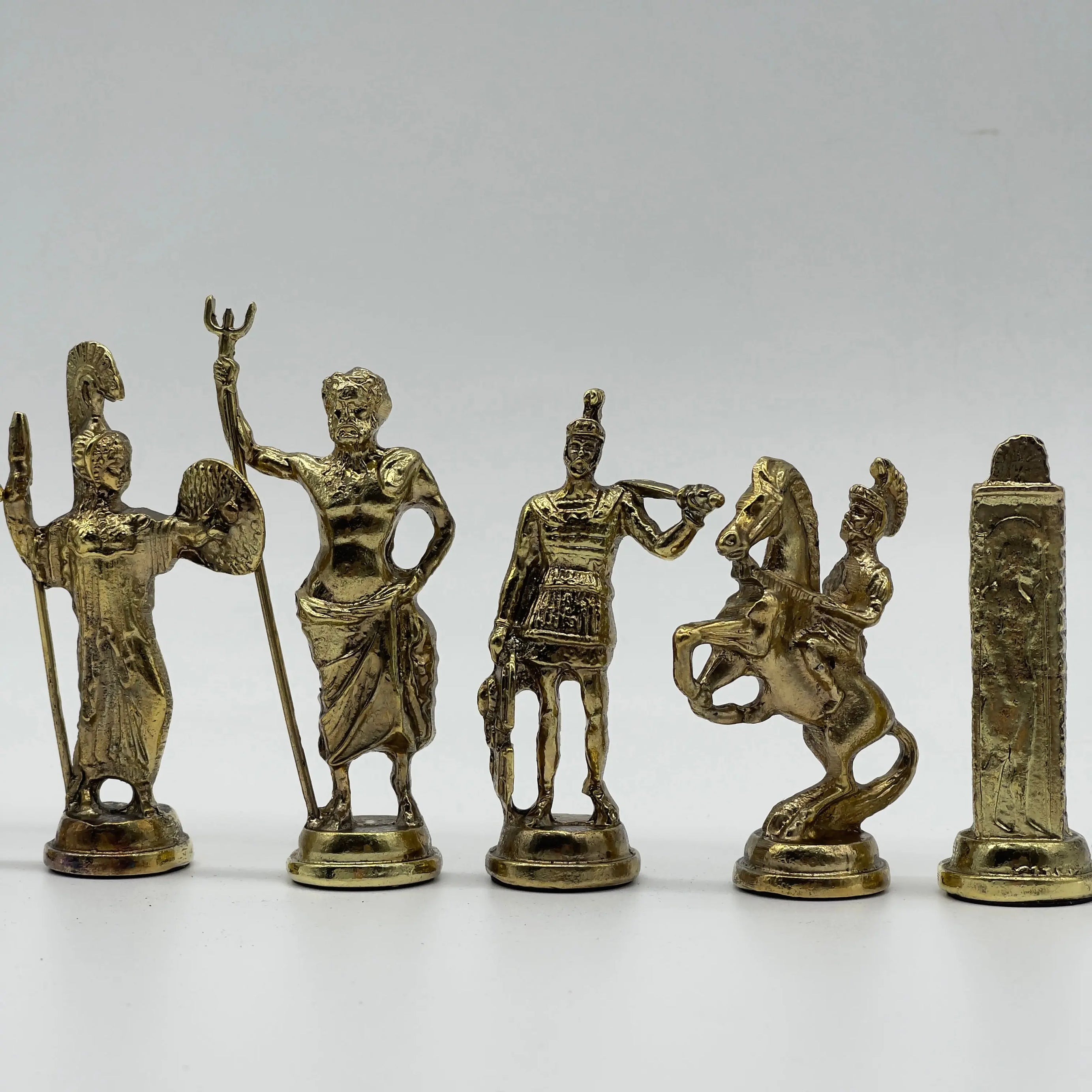 Handmade Metal Large Chess Pieces, Gold Greecein Large Metal Chess Pieces