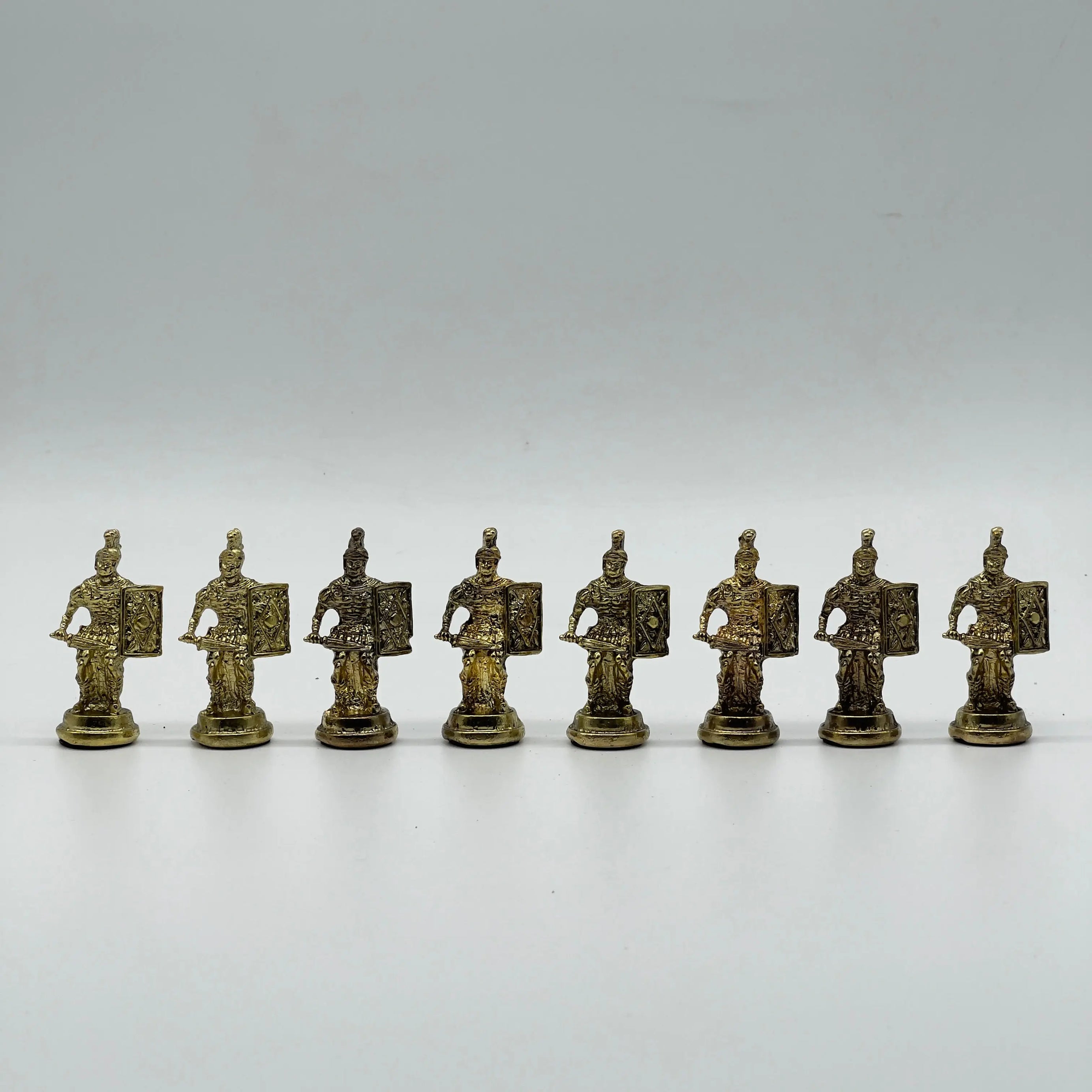 Handmade Metal Large Chess Pieces, Gold Greecein Large Metal Chess Pieces