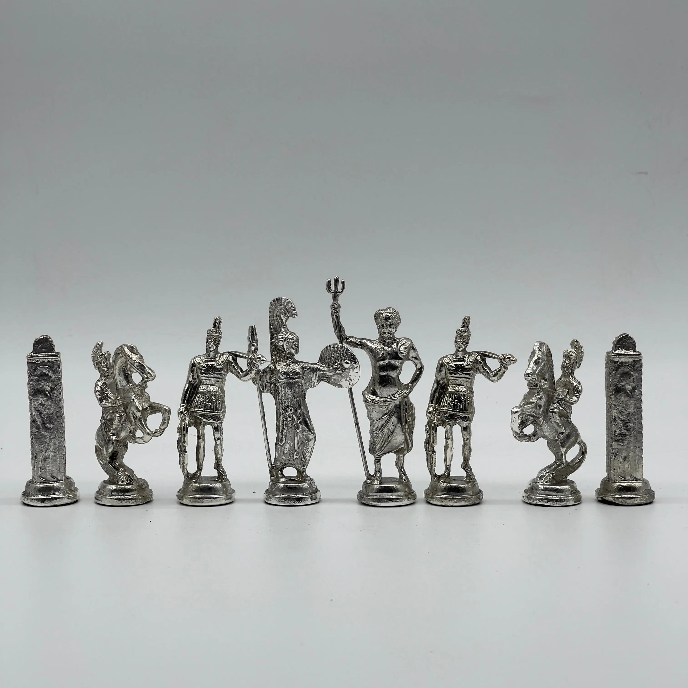 Handmade Metal Large Chess Pieces, Gold Greecein Large Metal Chess Pieces