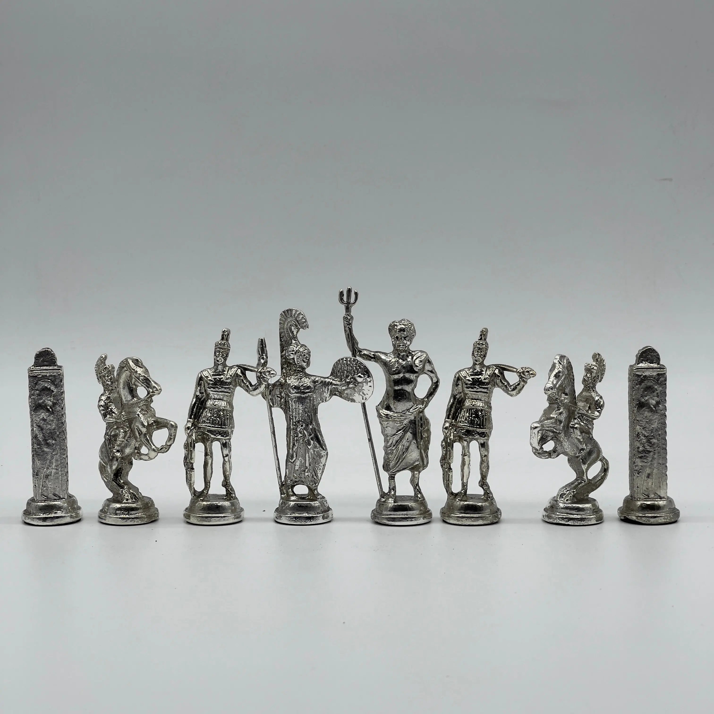 Handmade Metal Large Chess Pieces, Gold Greecein Large Metal Chess Pieces